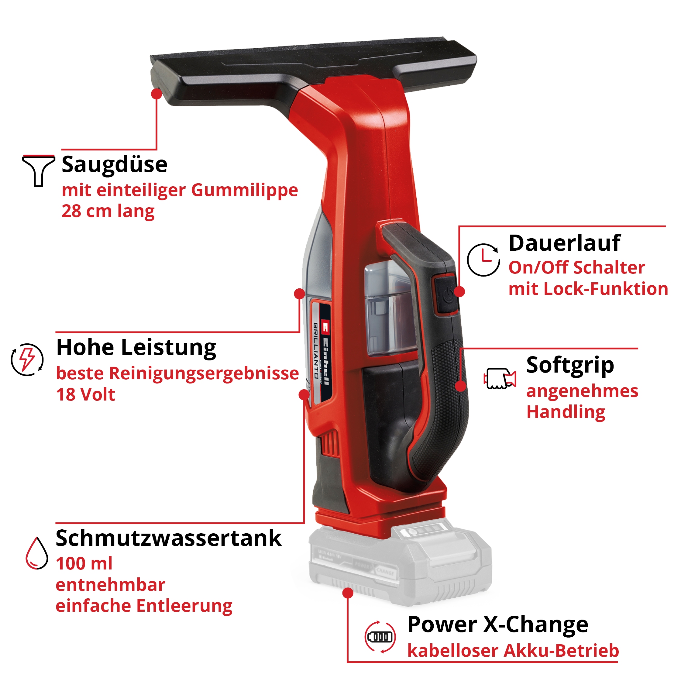 Einhell Akku-Fensterreiniger »BRILLIANTO«, inkl. Akku