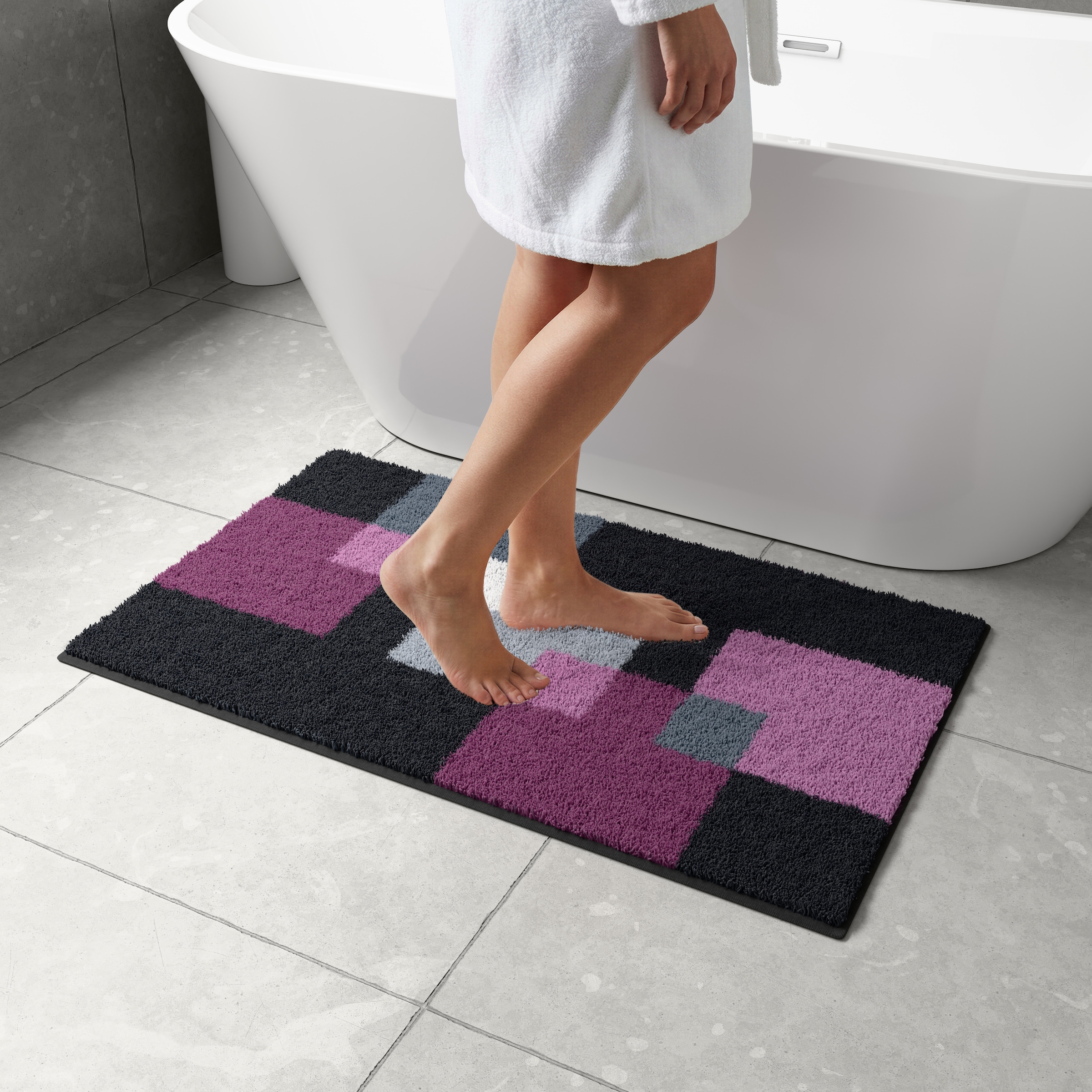 Grund Badematte »Paxos« Höhe 20 mm rutschhemmend beschichtet fußbodenheizungsgeeignet | strapazierfähig geometrisches Design, modern, flauschig, softer Flor, Made in Europe