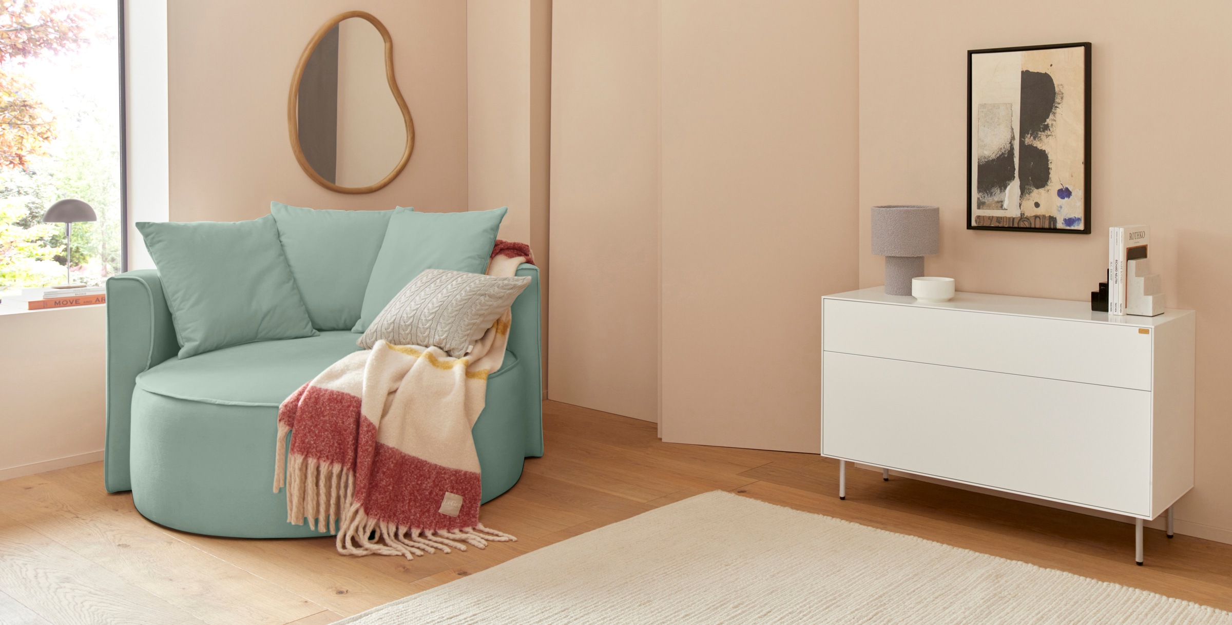 LeGer Home by Lena Gercke XXL-Sessel »Isalie, Lesesessel, Loveseat, inklusive Zierkissen«, extra große Sitzfläche, optional mit Hocker, moderne Farben