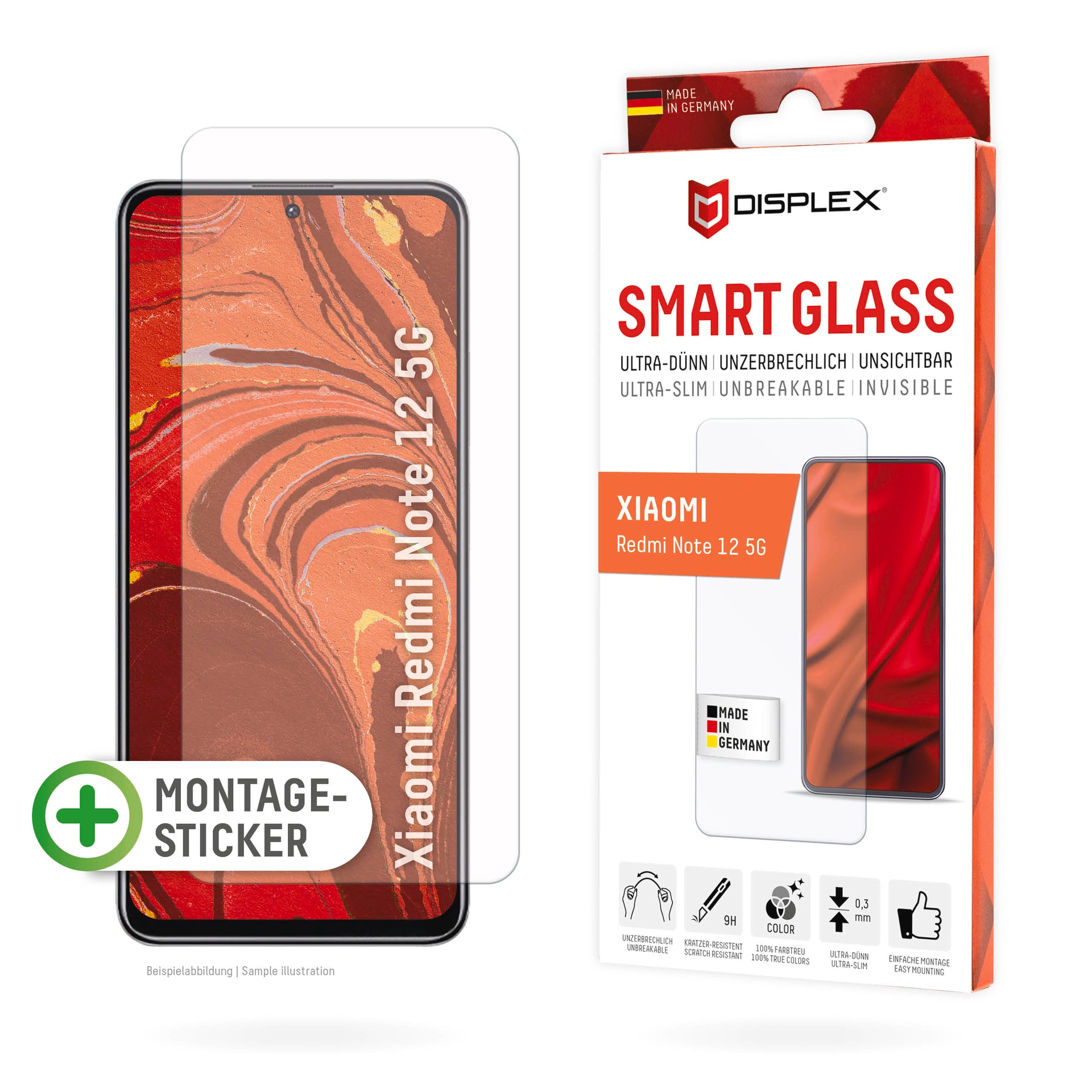 Displayschutzglas »Smart Glass«, für Xiaomi Redmi 12 (5G), Displayschutzfolie...