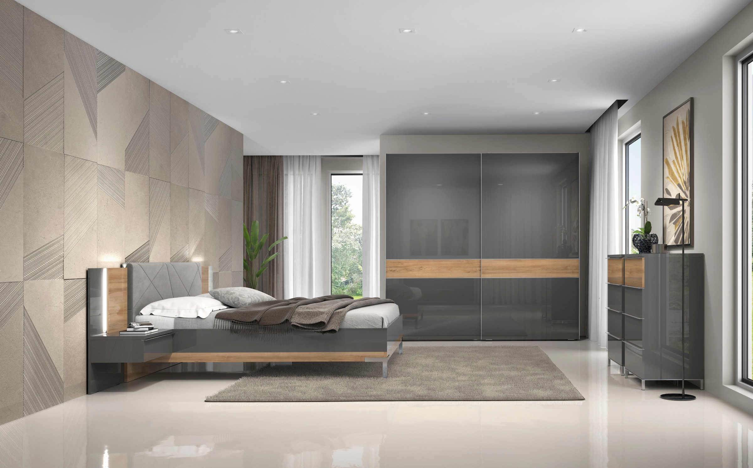 Places of Style Schwebetürenschrank »Onyx«, Spiegelschrank hochwertig UV lackiert, Soft-Close-Funktion