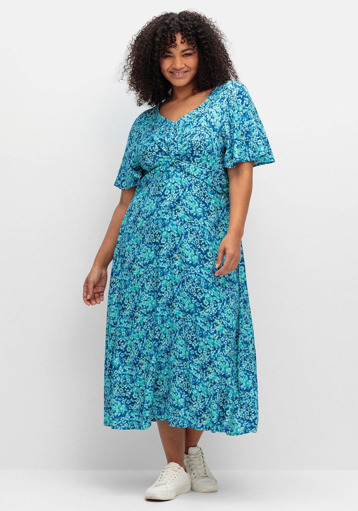 Sheego Sommerkleid »Maxikleid mit Knotendetail in der Taille«