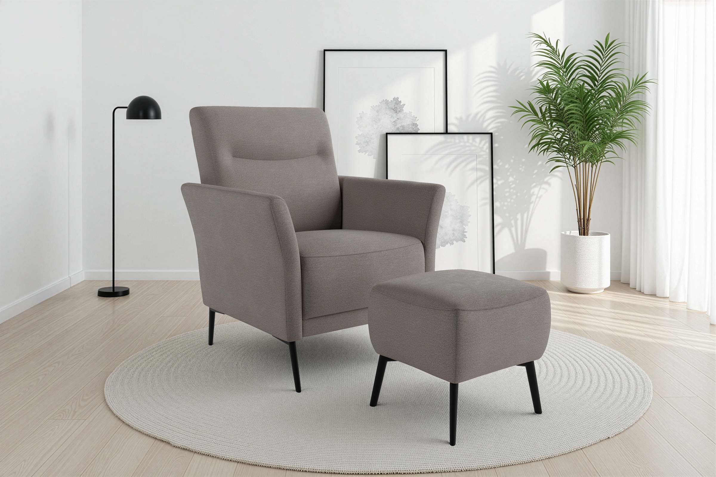 sit&more Sessel »Talvi« 2 Stk. tlg. 2-teiliges Set- Sessel mit Hocker
