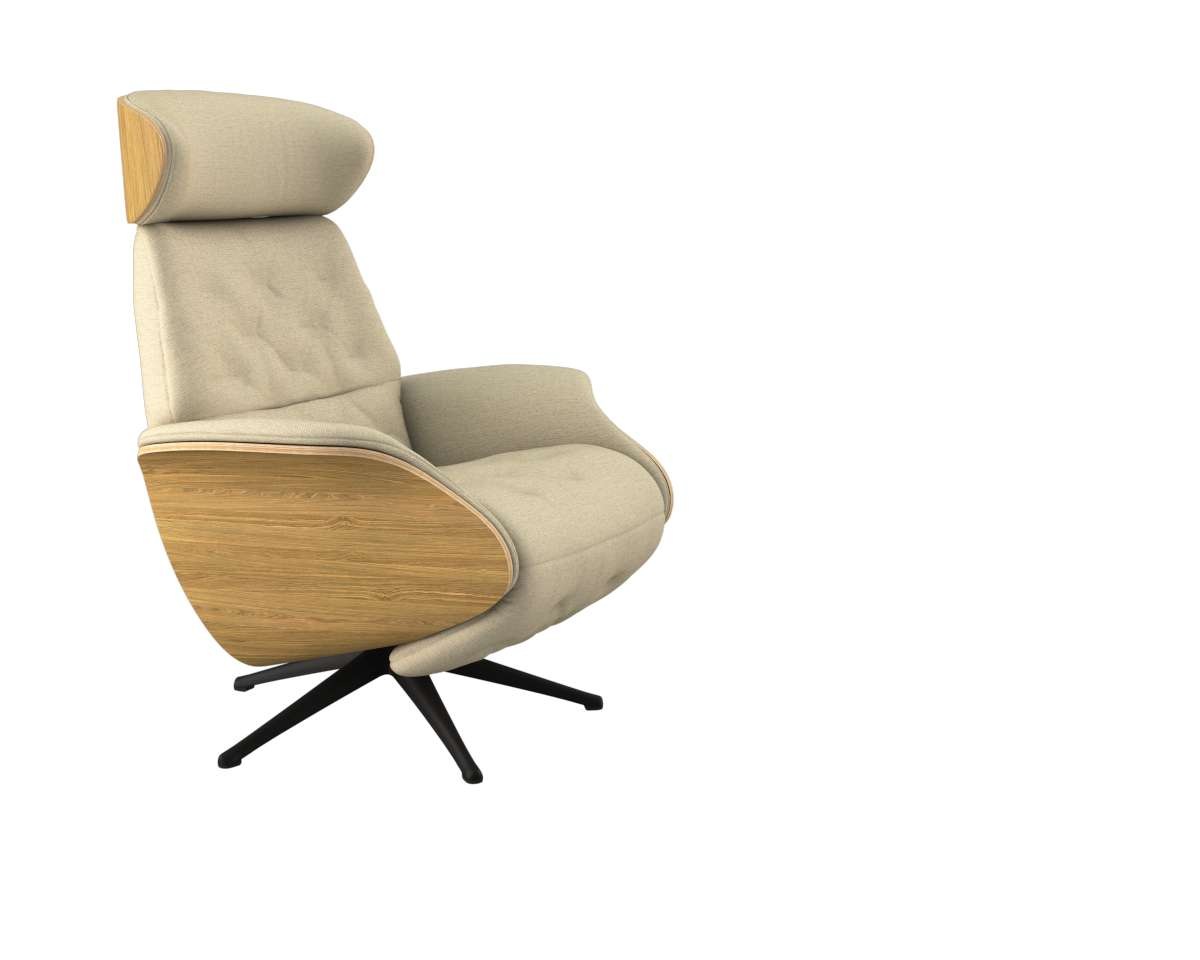 FLEXLUX Relaxsessel »Volden elektrischer Funktionsessel« Größe M, Rücken & Fußteil elektrisch, Akku, Arml. Eiche, Fuß schwarz