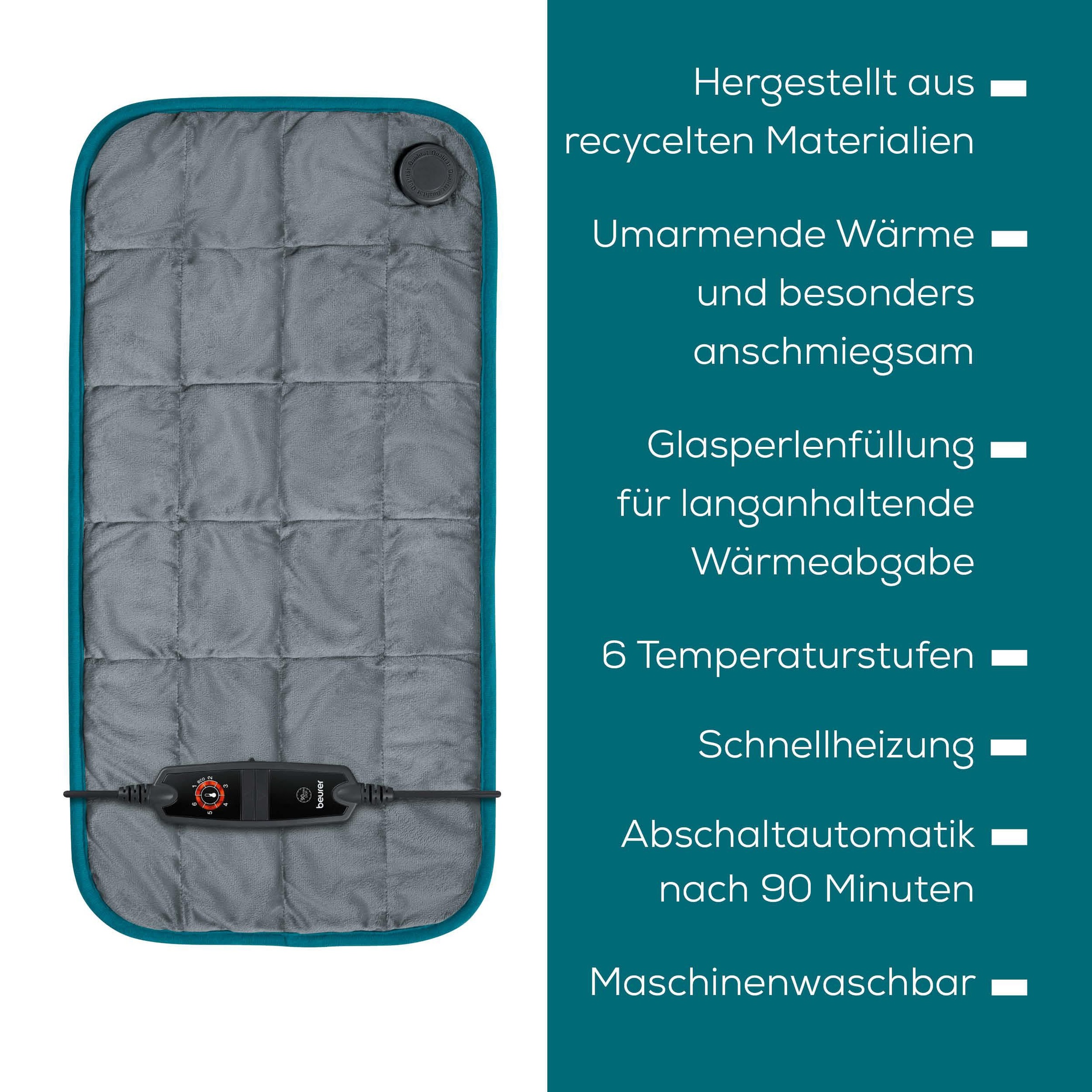 BEURER Heizkissen »HK 145 Cosy Weight Green Planet, umarmende Wärme«, anschmiegsames Wärmekissen mit Glasperlenfüllung