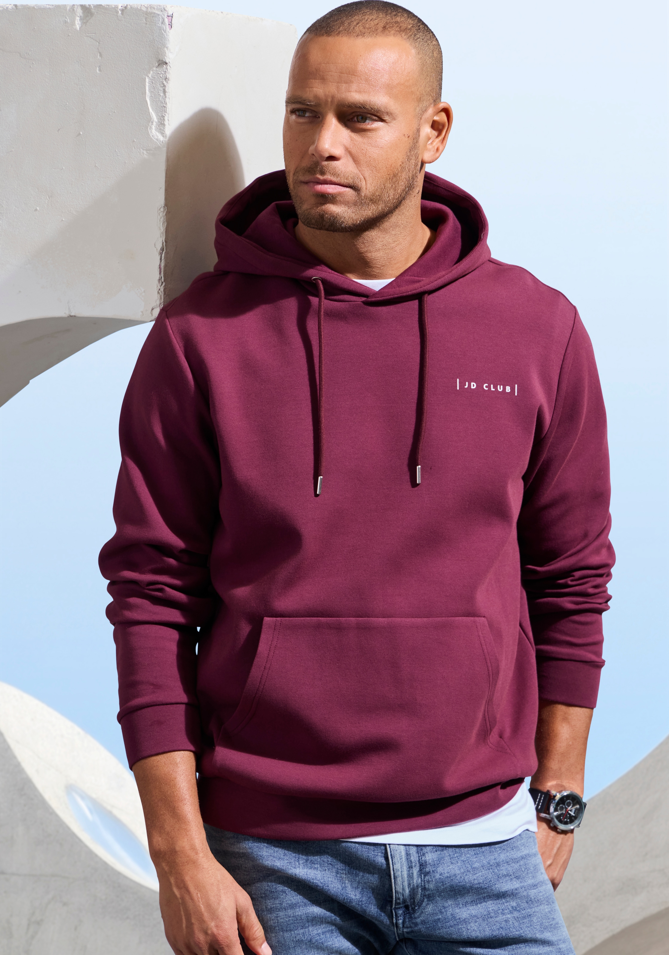 John Devin Hoodie , hochwertige Qualität mit dezentem Logodruck vorn
