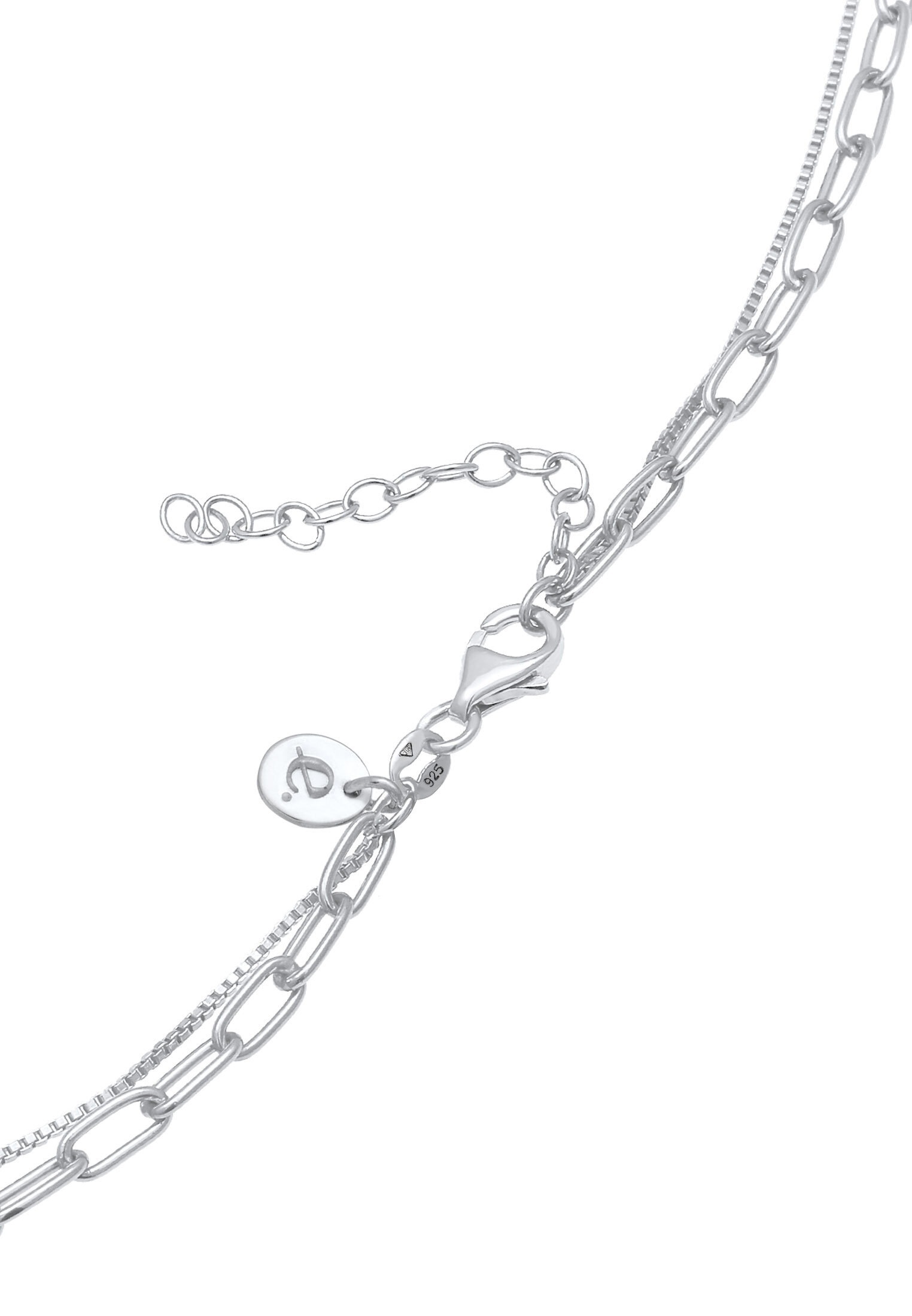 Elli Premium Silberkette »Halskette Layer Plättchen Layer Figaro 2-lagig 925 Silber«