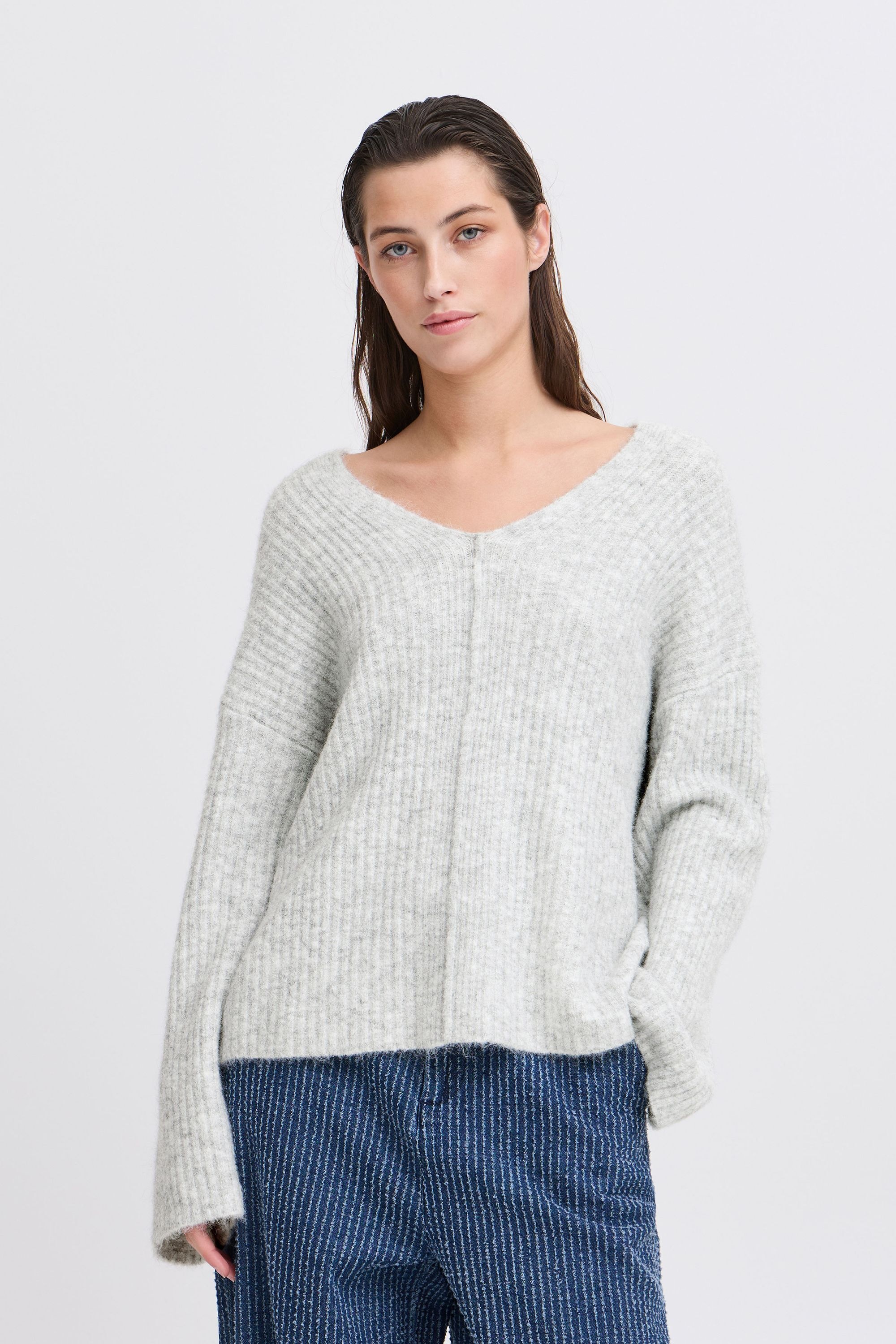 b.young Strickfleece-Pullover »Strickpullover BYOMEA V-NECK JUMPER -«