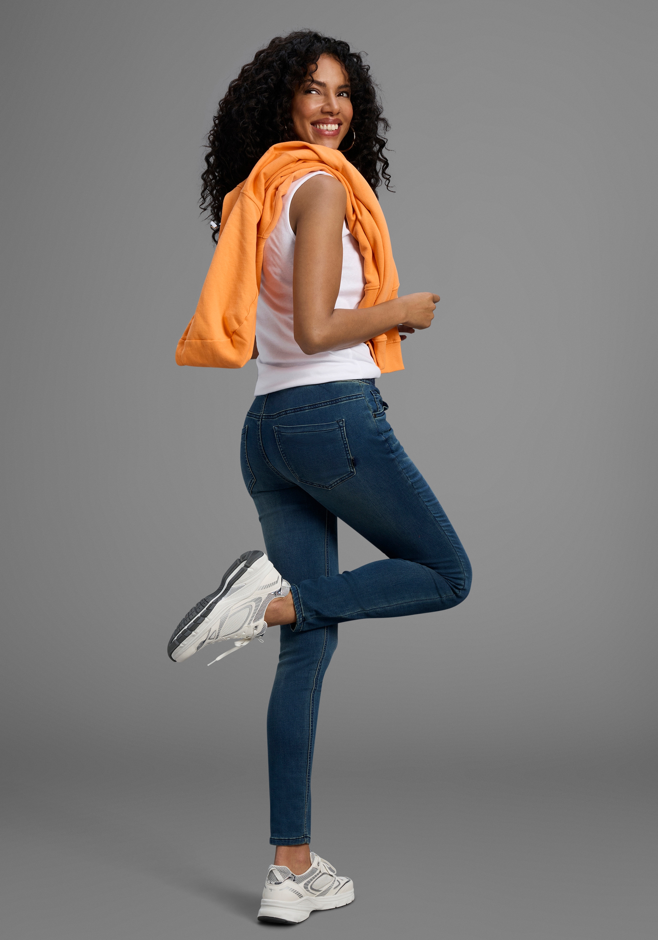 Arizona Stretch-Jeans, weites Bein, normale Leibhöhe, knöchellang, mit Used-Waschung