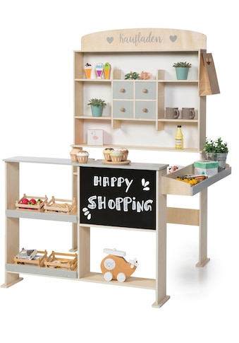 Kaufladen »Holzspielzeug, Natur, weiß/grau«, mit Kreidetafel