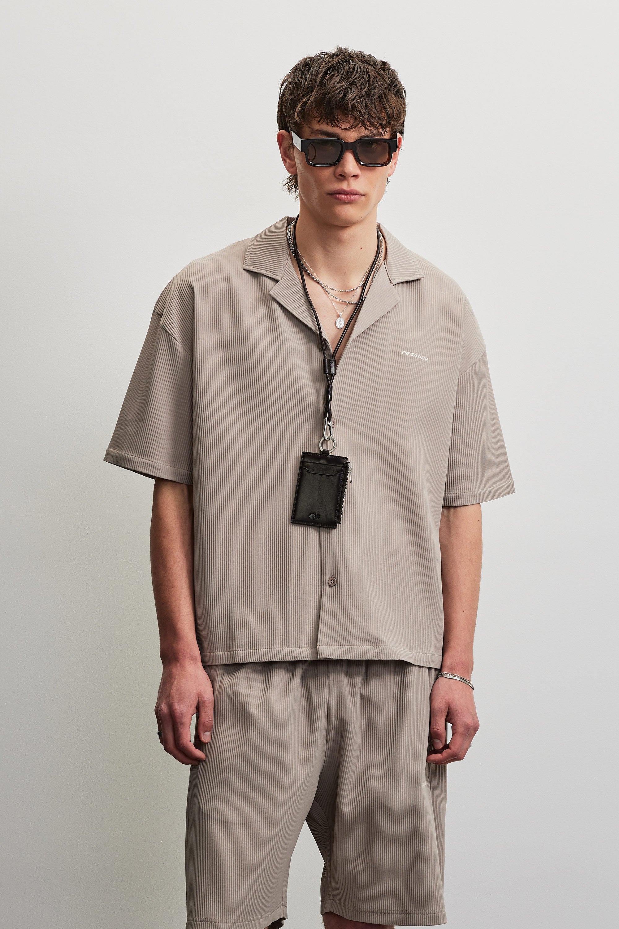 PEGADOR Kurzarmhemd »TROY PLISSEE SUMMER SHIRT« Baumwollmischung, regular fit
