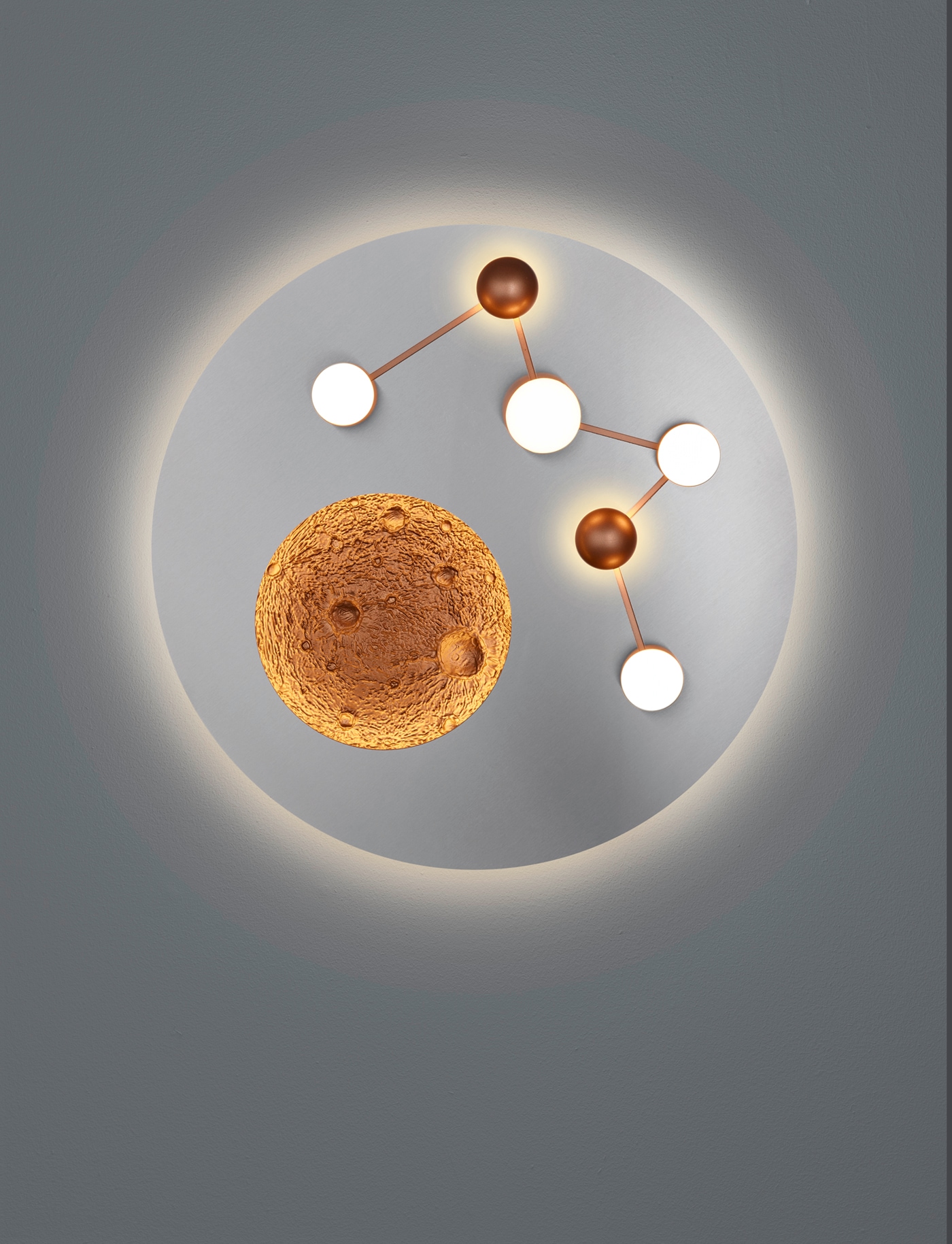 TRIO Leuchten LED Deckenleuchte »ZODIAC, Deckenlampe Mond Sterne, indirektes Licht, dimmbar CCT LED 42W« LED-Board 1 Stk. warmweiß - kaltweiß LED Deckenlampe Schlafzimmer Ø 50cm, Lichtfarbe einstellbar, Mondoptik