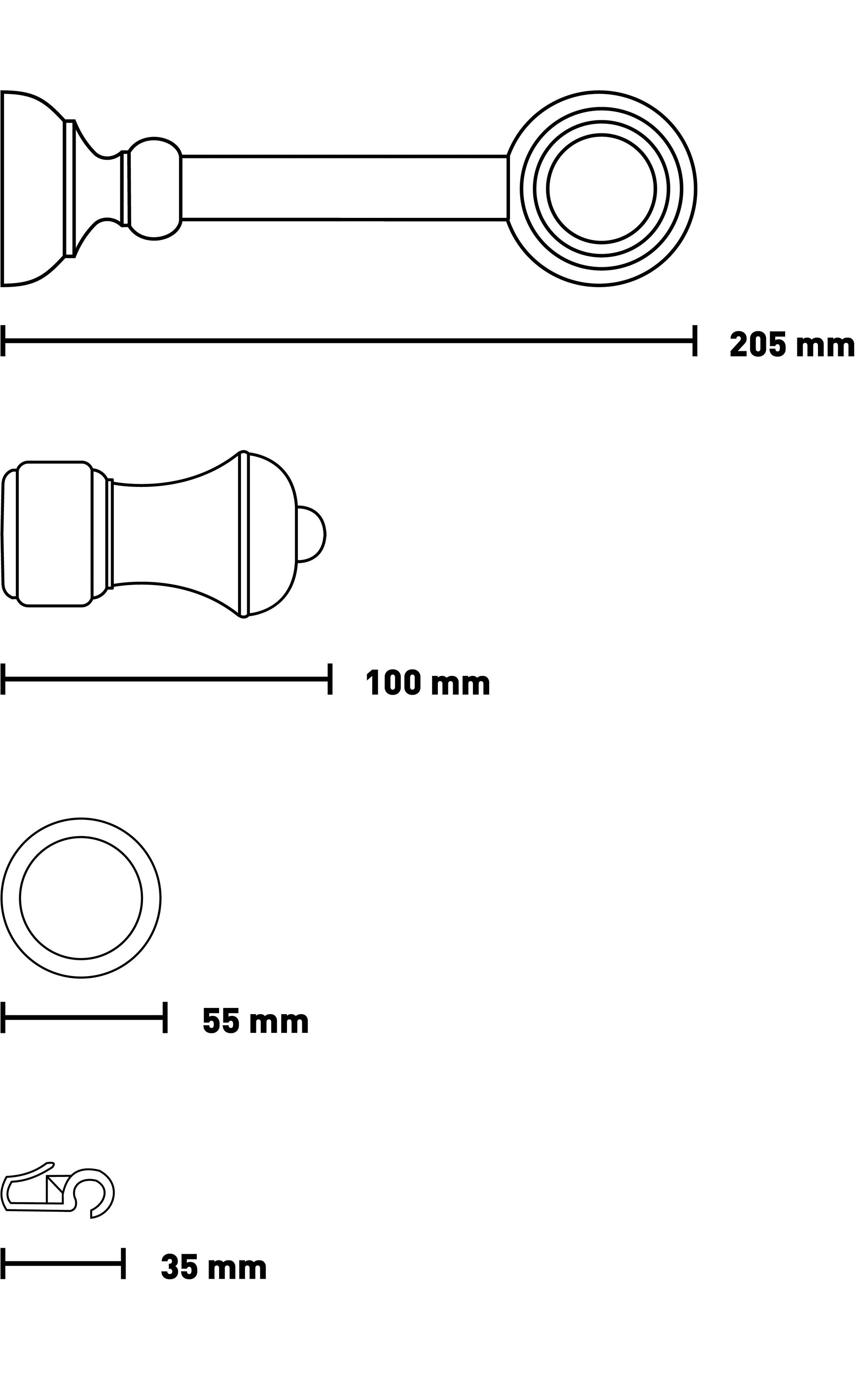 SN DECO GROUP Gardinenstange »Ares« 1 läufig-läufig Fixmaß 28 mm, Holz, verschiedene Längen und Farben, Komplettset