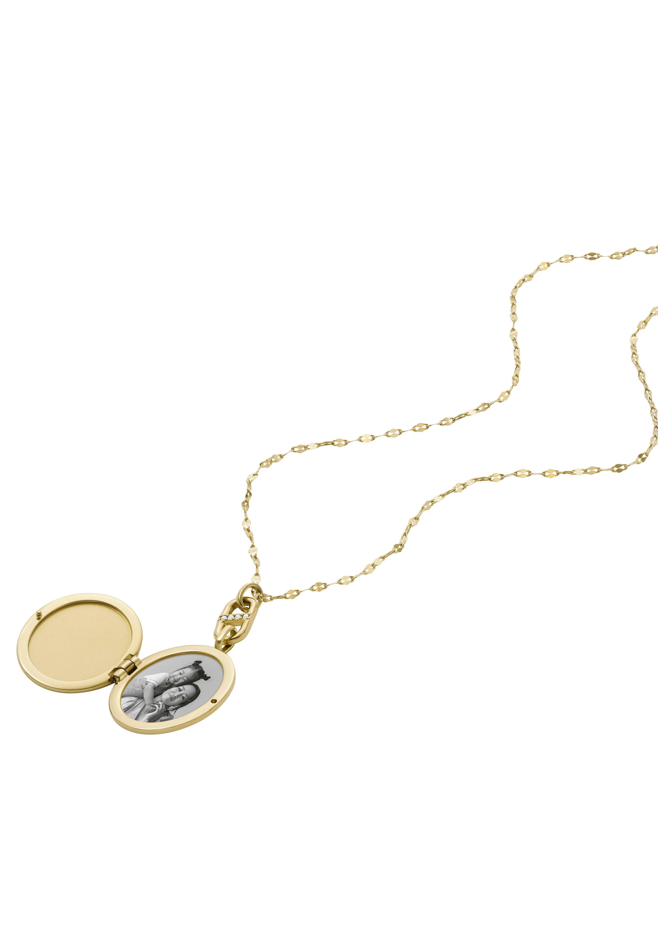 Fossil Kette mit Anhänger »Schmuck Geschenk Edelstahl Halskette JEWELRY« mit Glasstein