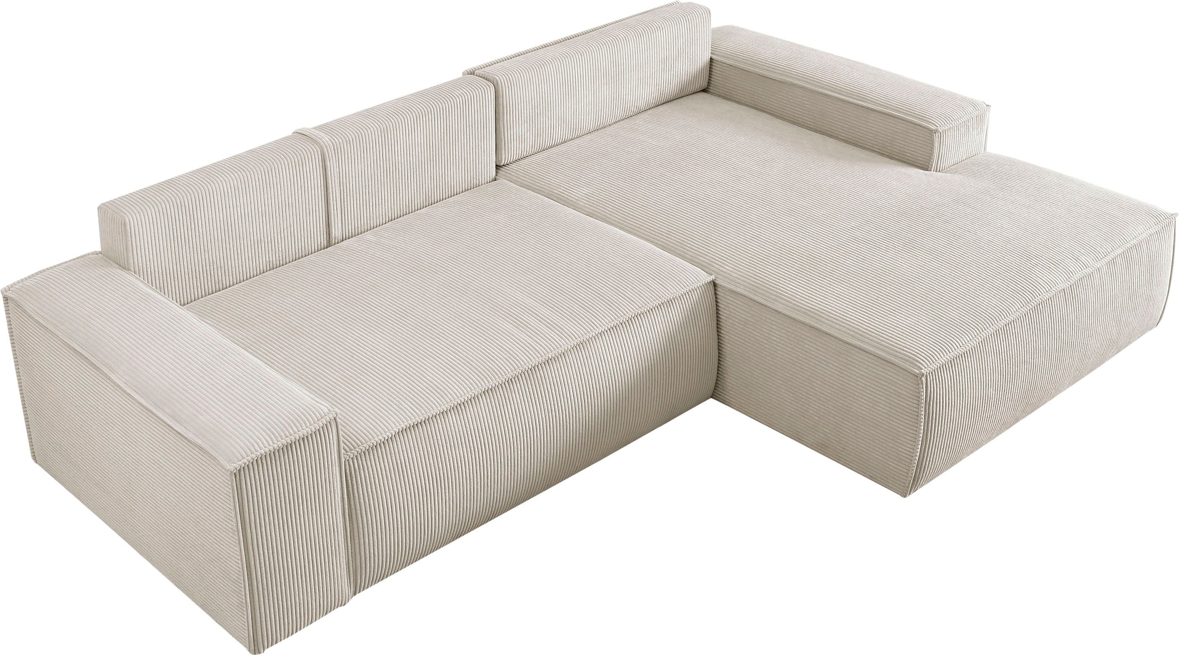 Home affaire Ecksofa SHERWOOD Schlafsofa 267 cm, L-Form, Schlaffunktion mit Bettkasten (210x136 cm), Cord, Vintage, Samtvelours