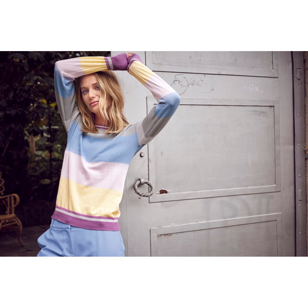 Aniston CASUAL Rundhalspullover, im Colorblocking