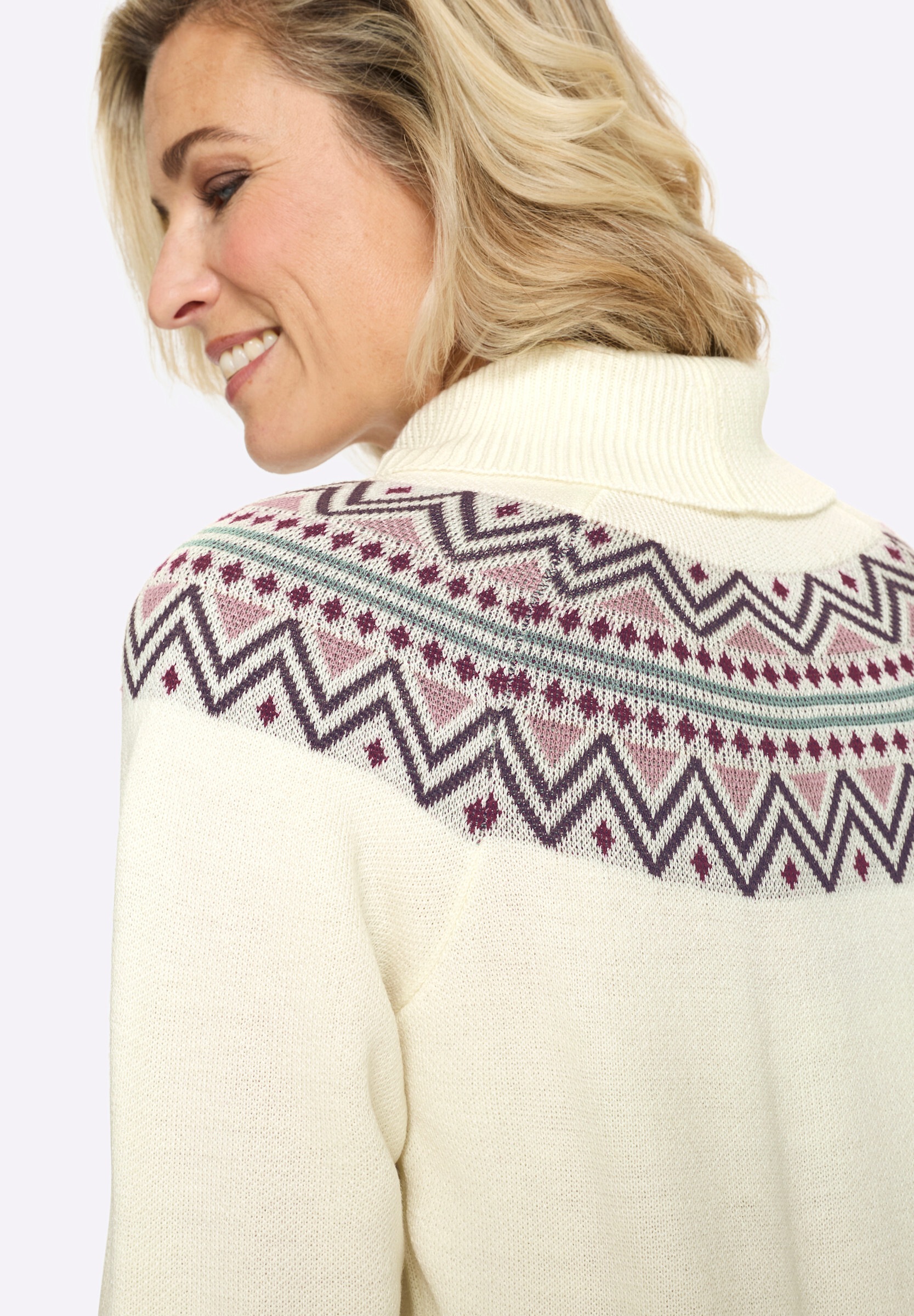 Sieh an! Longpullover »Rollkragen-Pullover Rollkragenpullover mit Norweger-Muster«