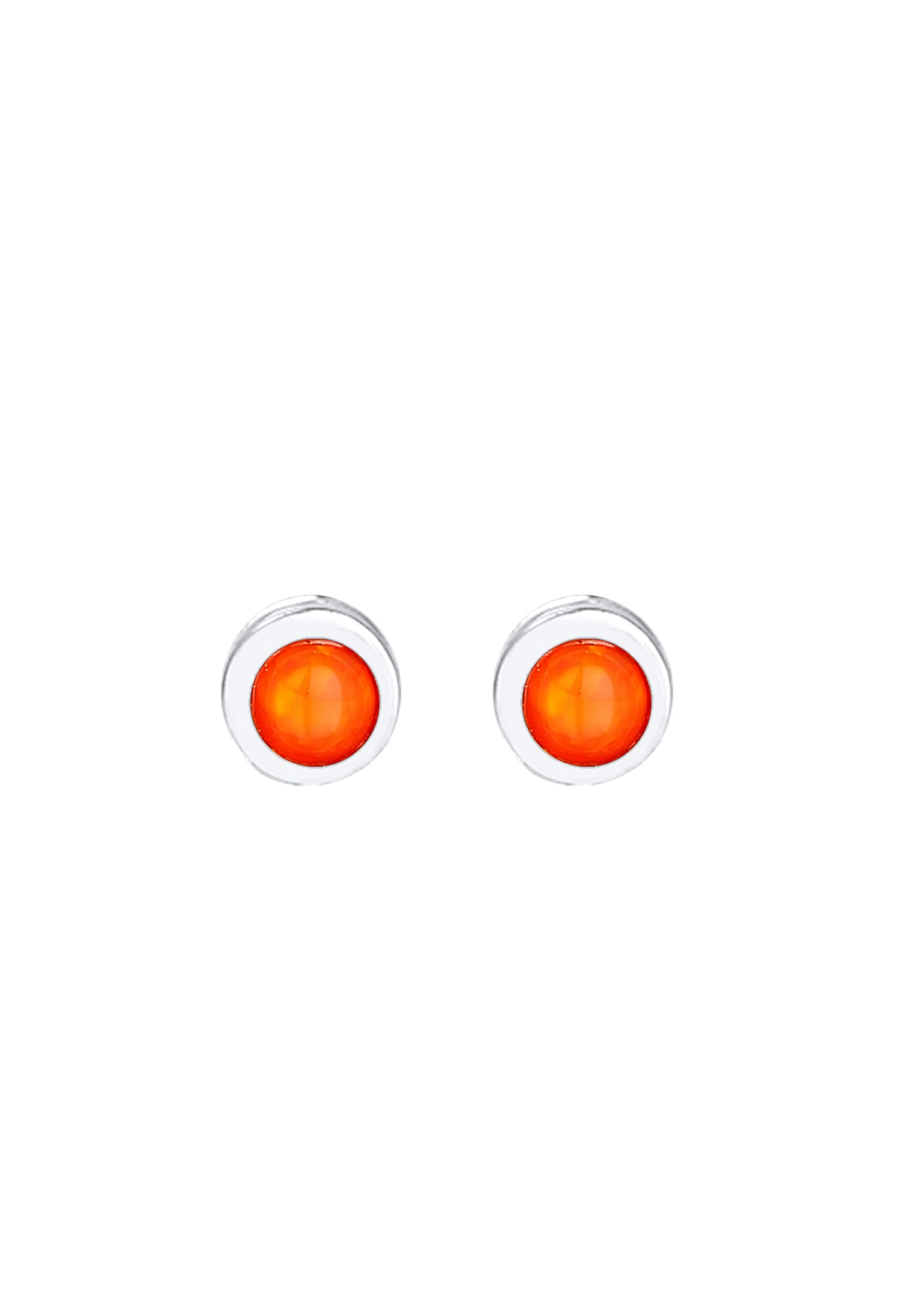 Elli Paar Ohrstecker »Ohrringe Stecker Rund Opal Synthetisch Orange 925 Silber«