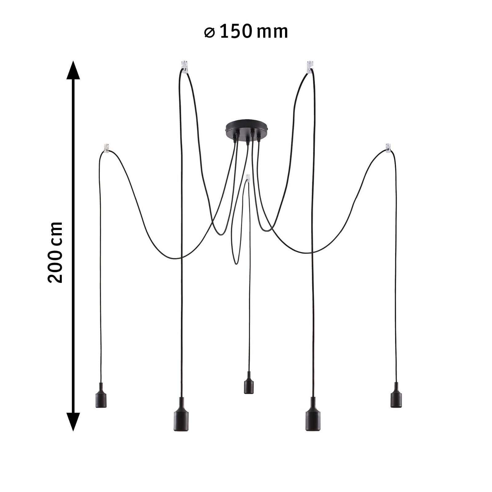 Paulmann Pendelleuchte »Neordic Ketil max.5x60W Schwarz 230V Silikon/Metall«, 5 flammig, Leuchtmittel E27 | ohne Leuchtmittel, E27
