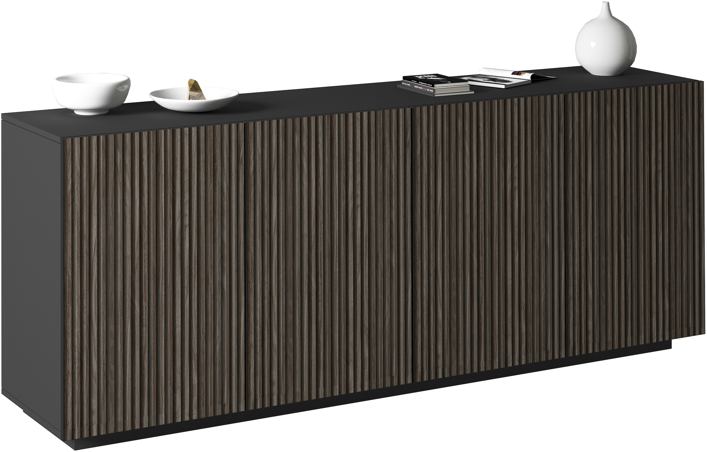 INOSIGN Sideboard »Vega Sideboard,Kommode,200 cm« mit 4 Türen,Fronten mit  Rillen-Optik