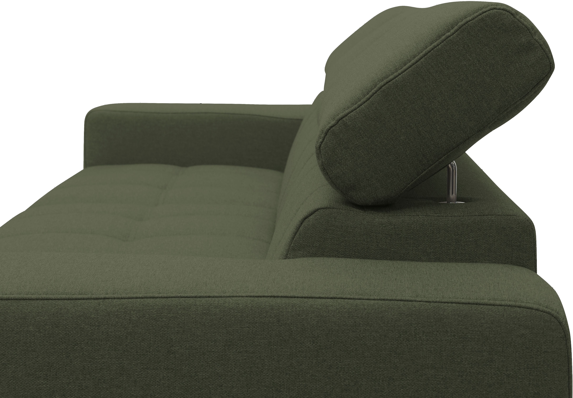 DOMO collection Ecksofa »Trento L-Form, mit Kufenfuß oder Einzelfuß«, wahlweise mit Kopfteilverstellung, Recamiere links/rechts bestellbar