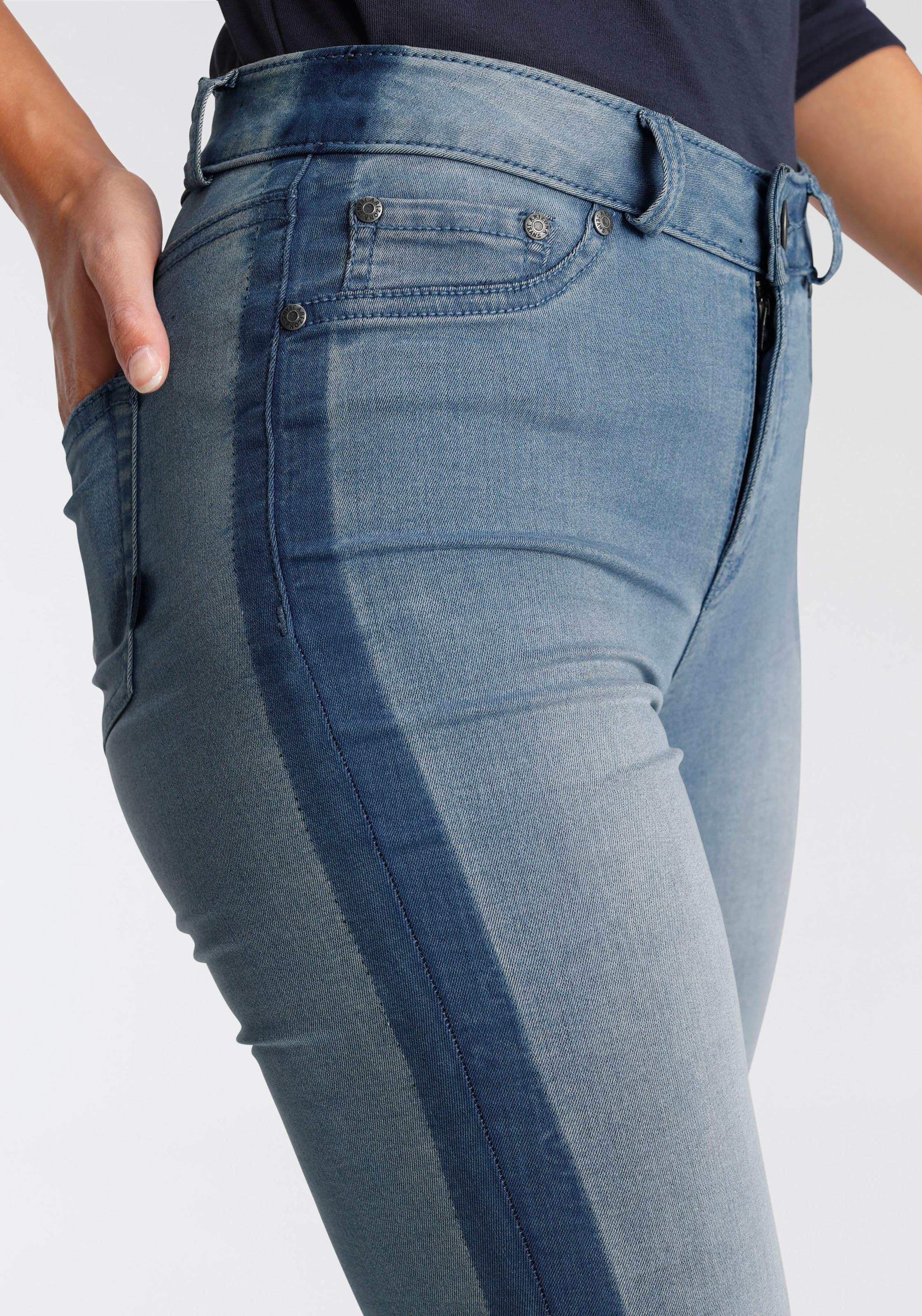 Streifen seitlichem Waist High Arizona Skinny-fit-Jeans OTTO Stretch«, mit »Ultra bei