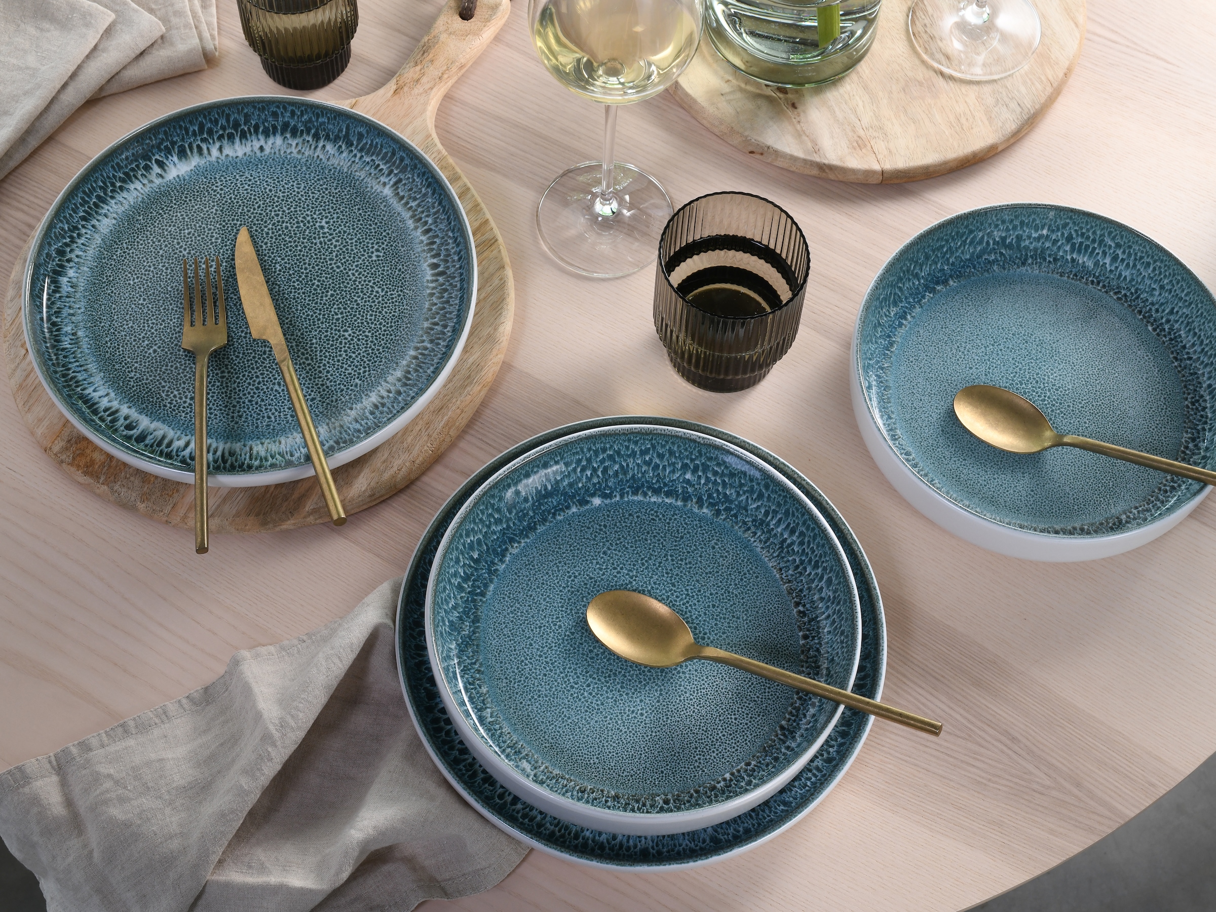 my home Tafelservice »modernes Geschirr-Set, Service Nydala« hohe Haltbarkeit, spülmaschinen- & mikrowellengeeignet, Reaktivglasur