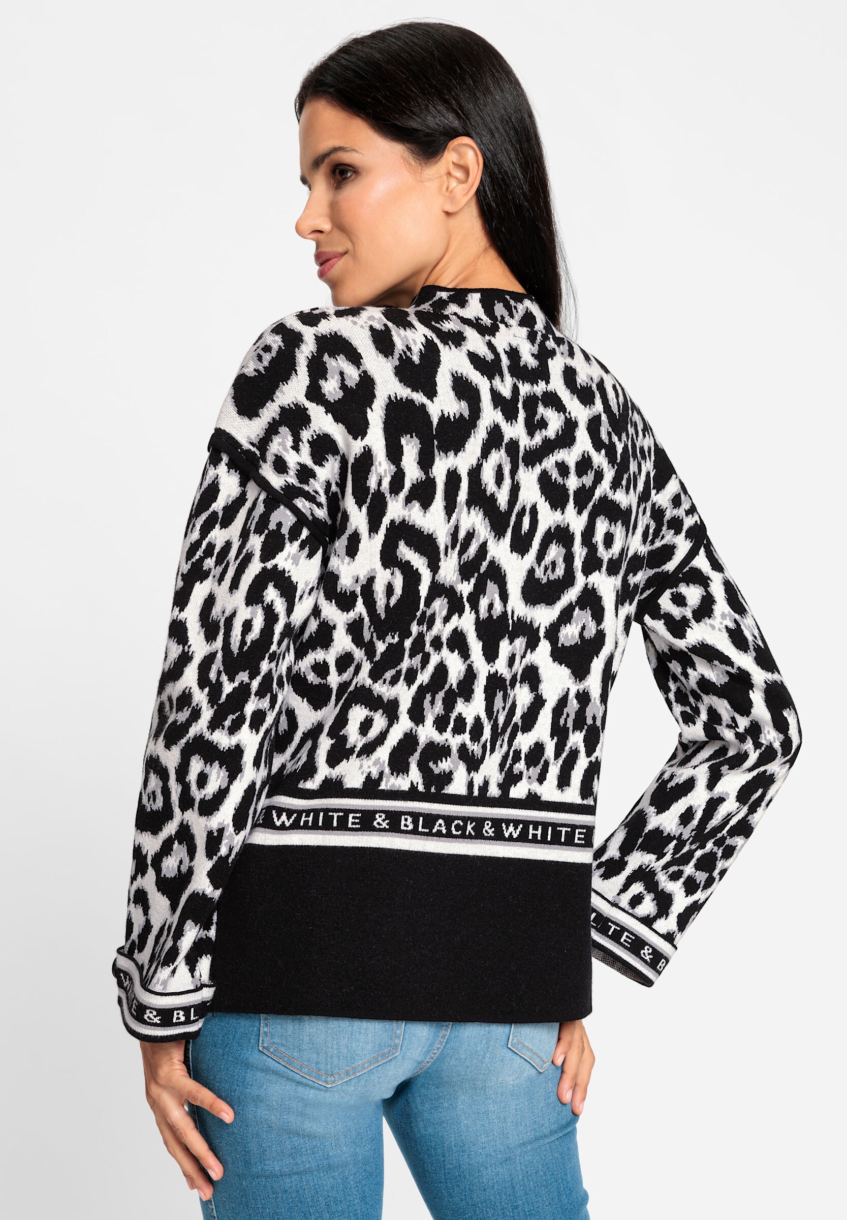 heine Strickpullover »Pullover Jacquardpullover mit Schriftzug«