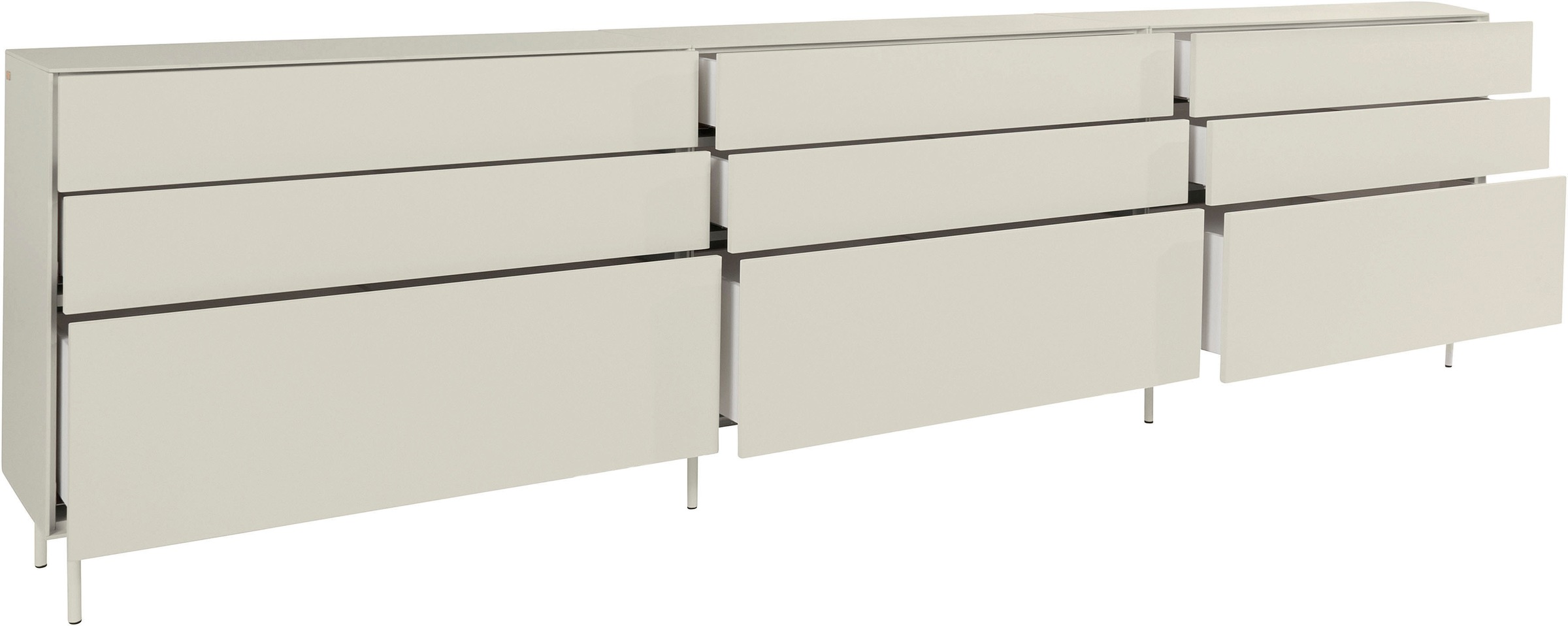 LeGer Home by Lena Gercke Sideboard »Essentials«, (3 St.), Breite: 335cm, MDF lackiert, Push-to-open-Funktion