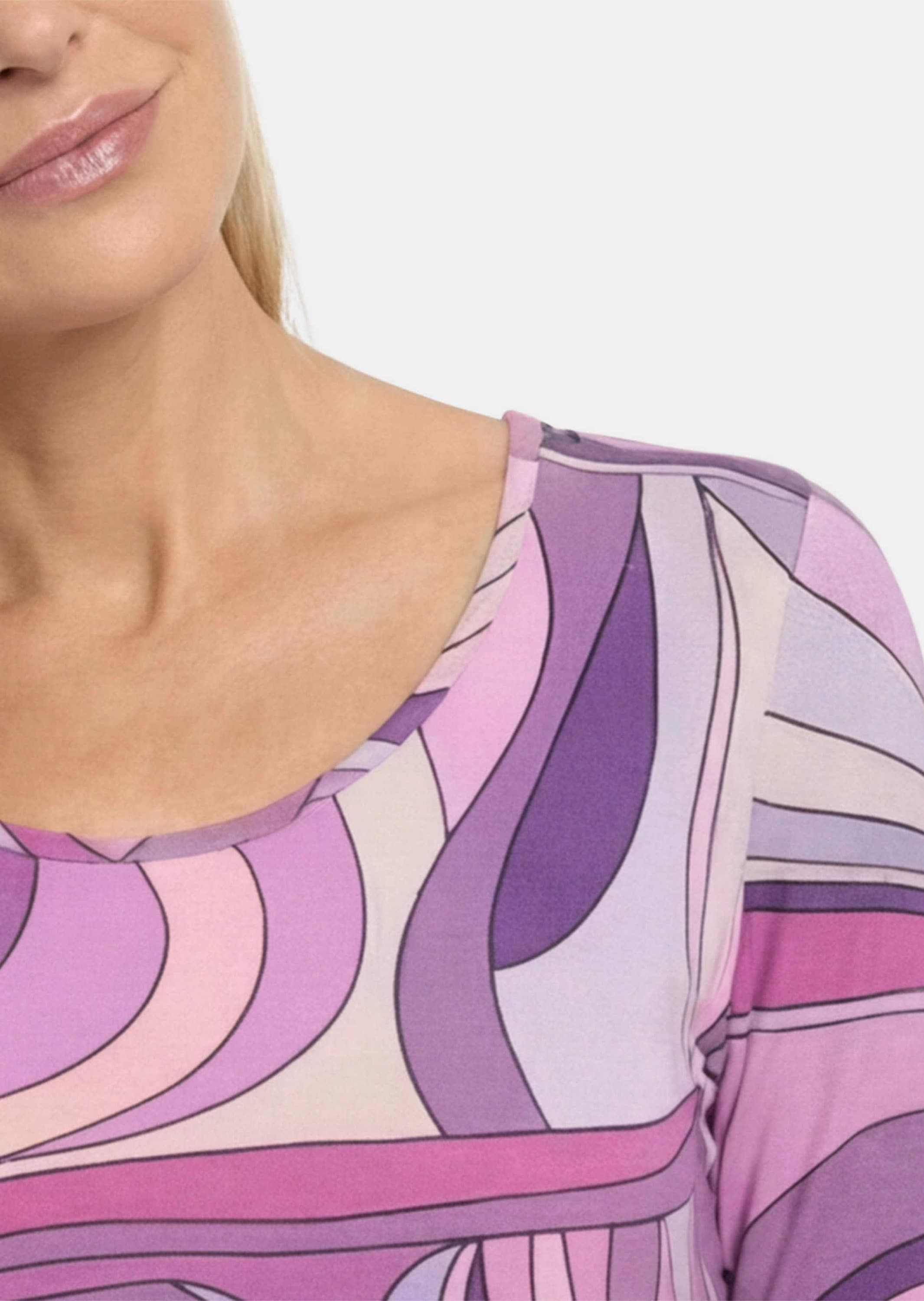 GOLDNER Kurzarmshirt »Viskoseshirt mit kunstvollem All-over-Print« stretchbequemer Jersey