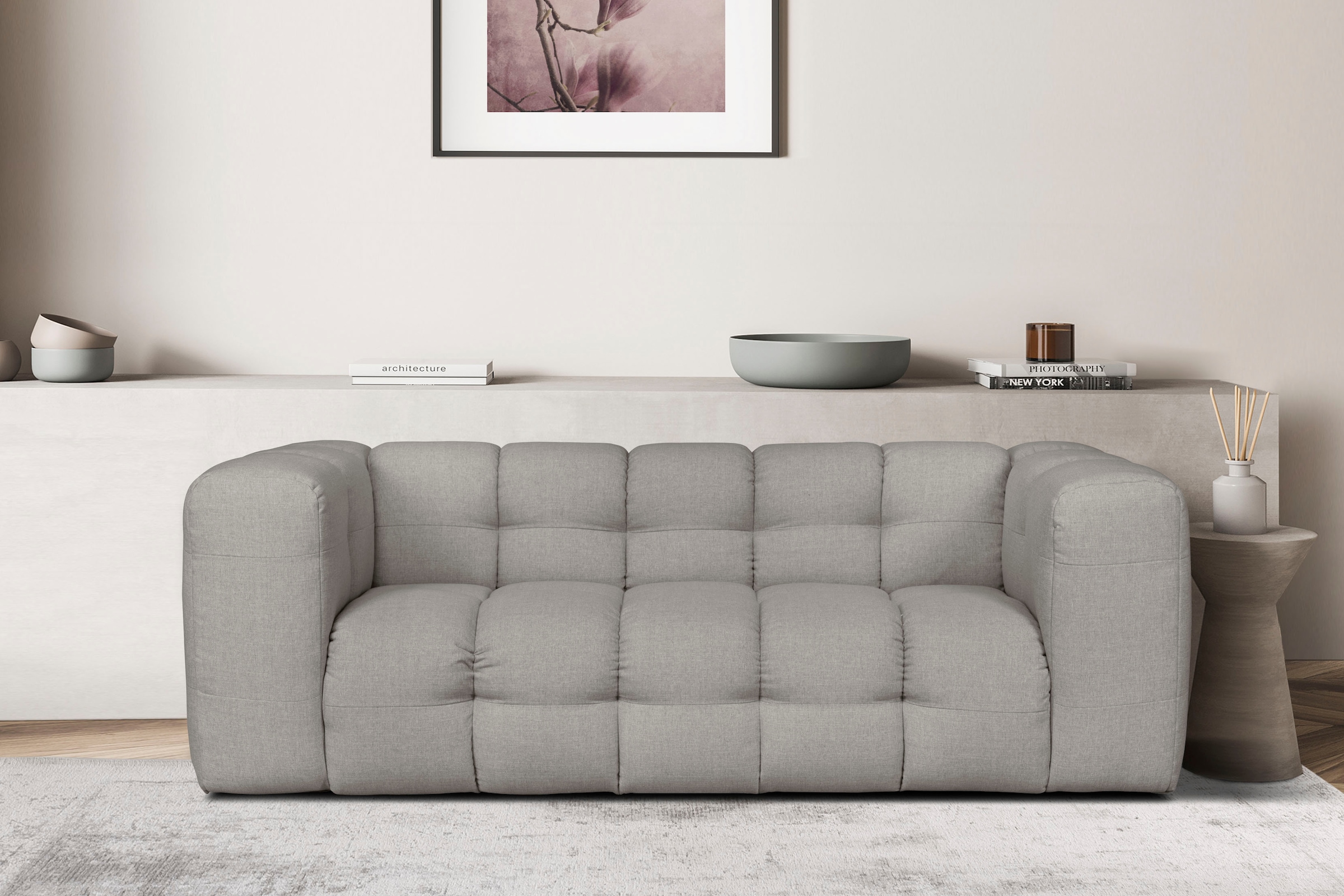 LeGer Home by Lena Gercke 3-Sitzer »TALISHA Designersofa, moderne Steppung, Maße B/T/H: 229/110/75 cm«, moderne Steppung, hoher Sitzkomfort