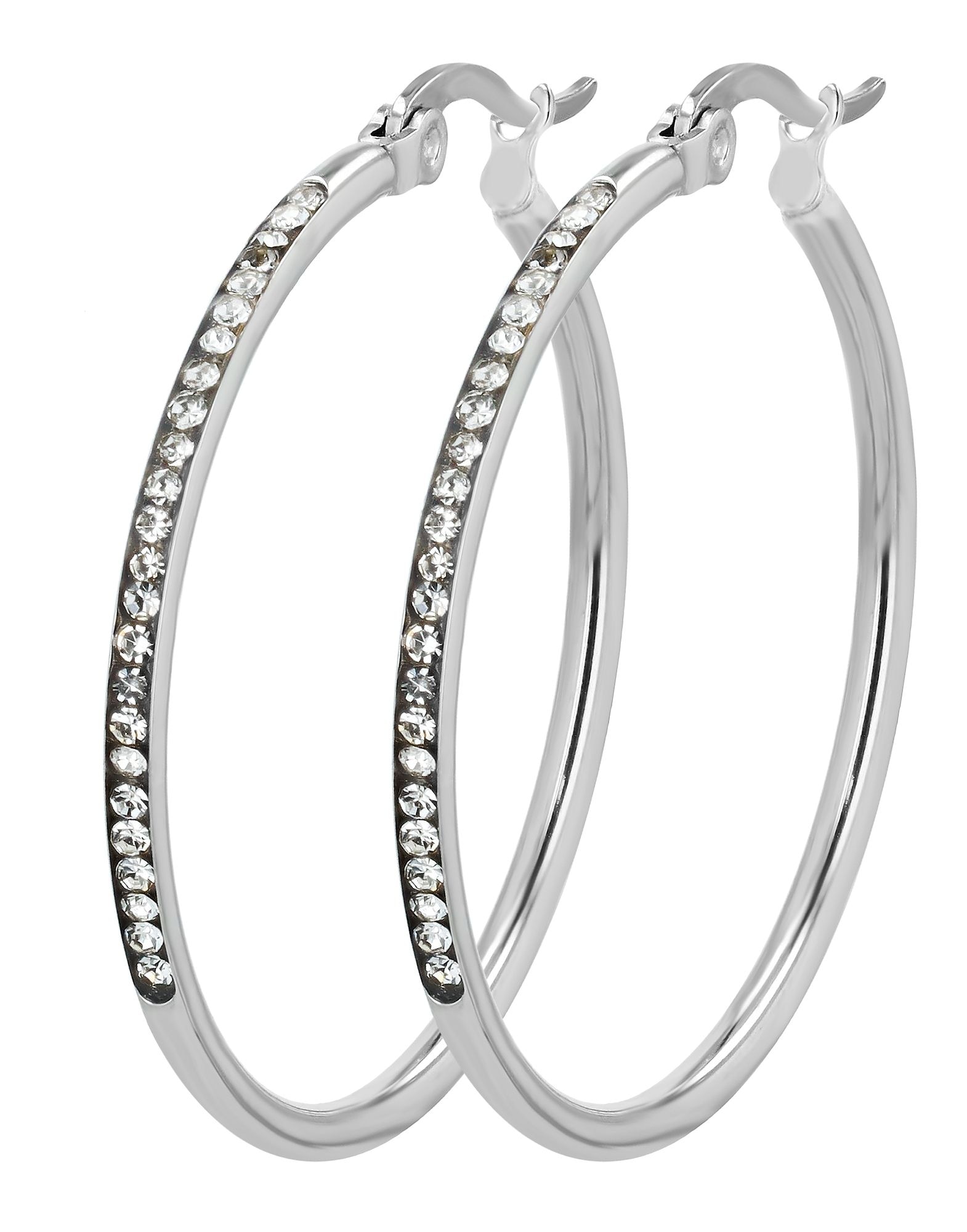Adelia´s Paar Creolen »Damen Ohrringe ¿ Creole aus Edelstahl mit Strass Steinchen«