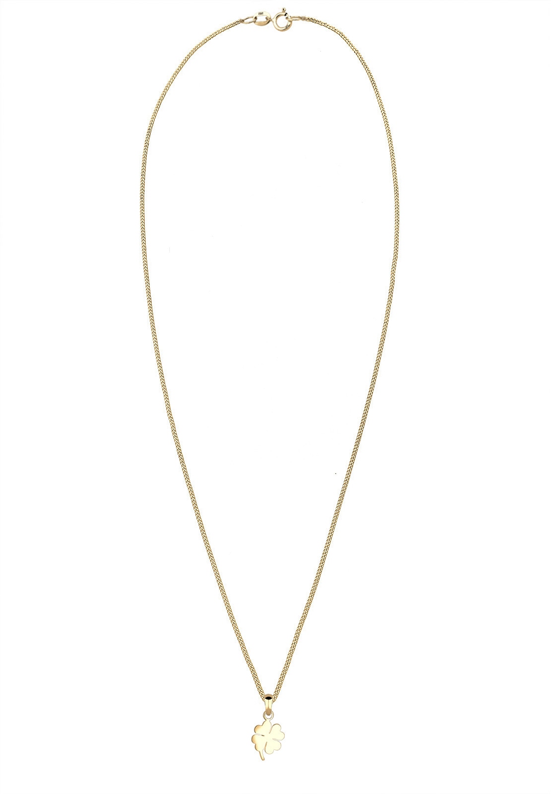 Elli Premium Kette mit Anhänger »Halskette Kleeblatt Glücksbringer Talisman 585 Gelbgold«