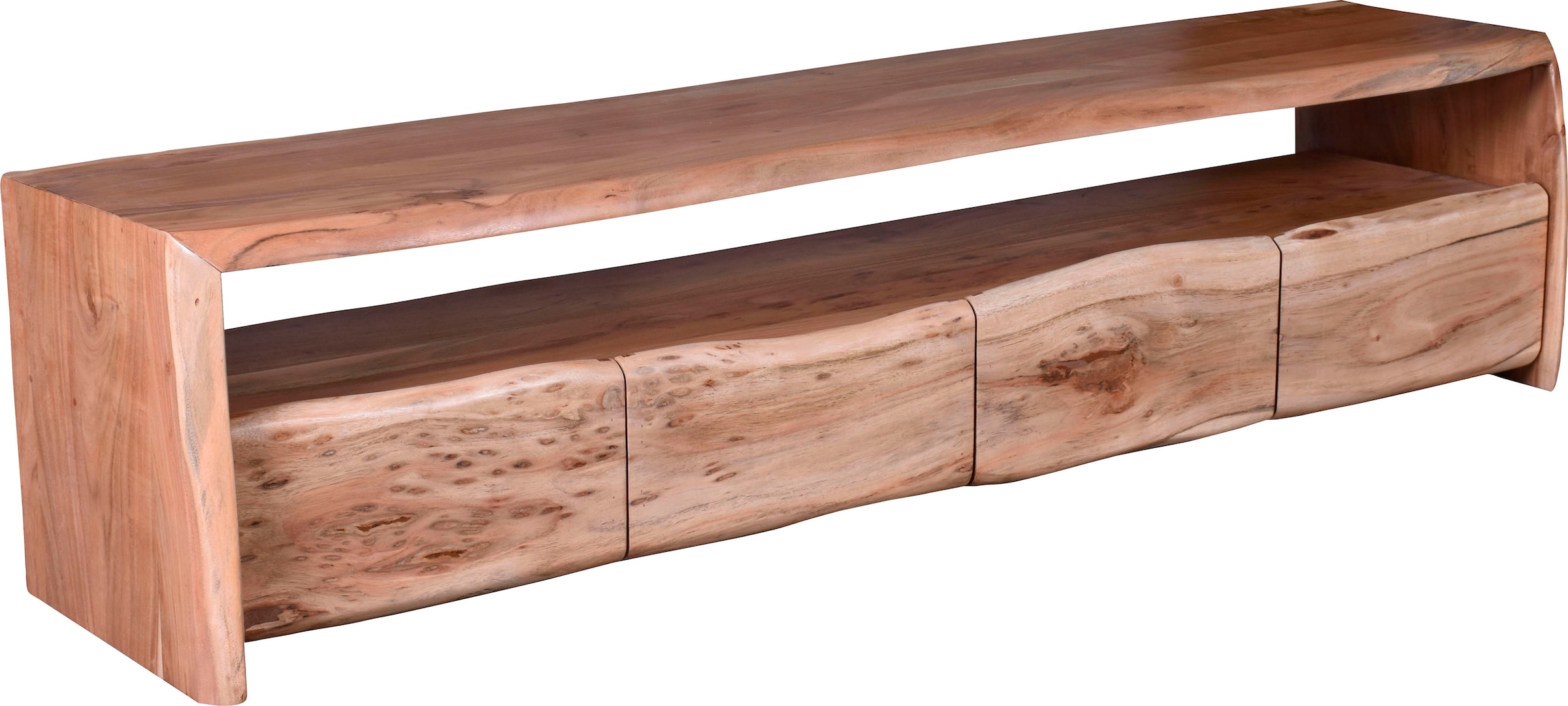 SIT Lowboard »Elba aus massiver Akazie mit Baumkante – 4 Schubladen & Unikat« 4 Schubladen & offenes Fach mit 183 cm Breite für viel Stauraum