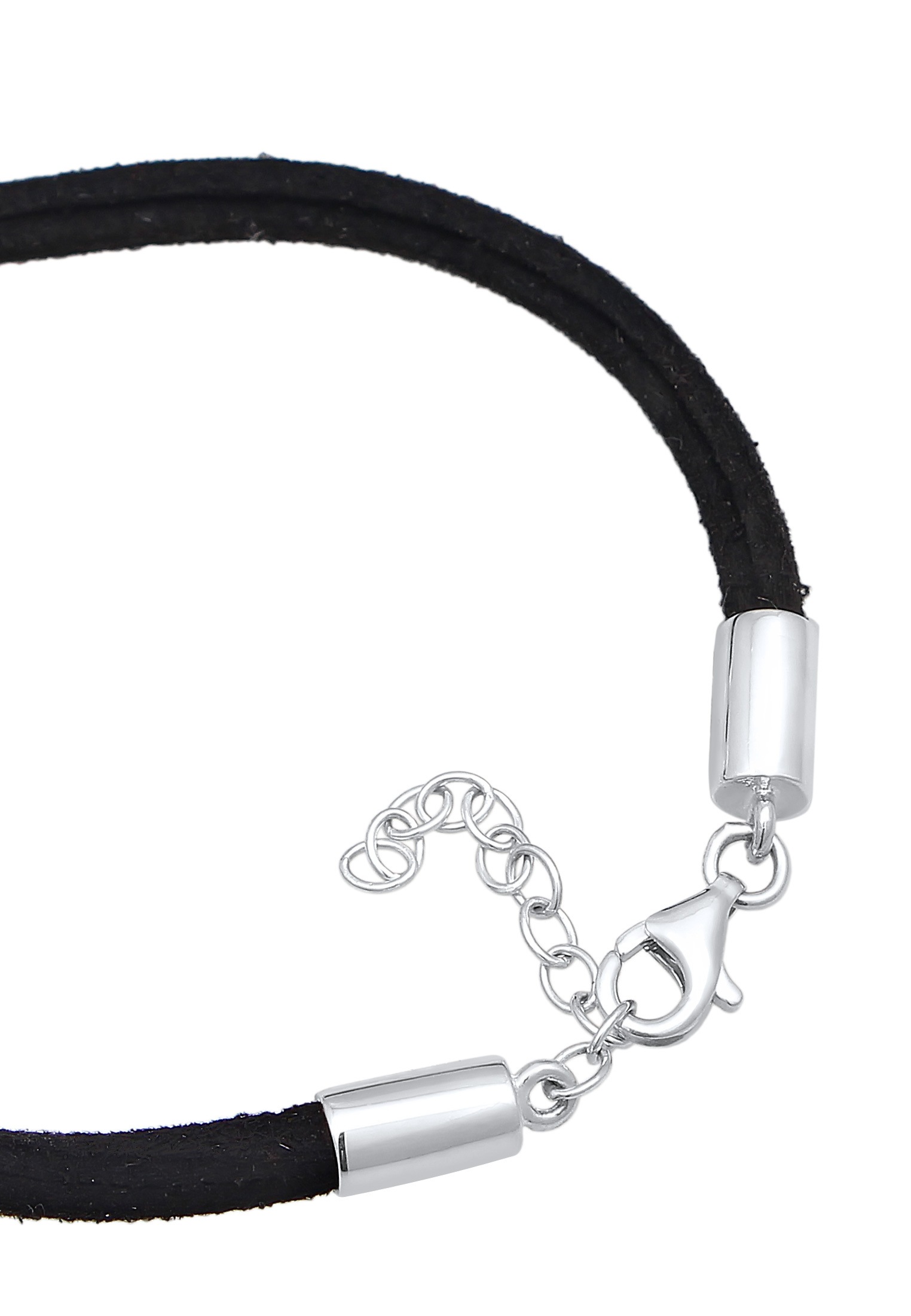 Elli Armkette »Armband Synthetisch Leder Schwarz Kreis Trend 925 Silber«