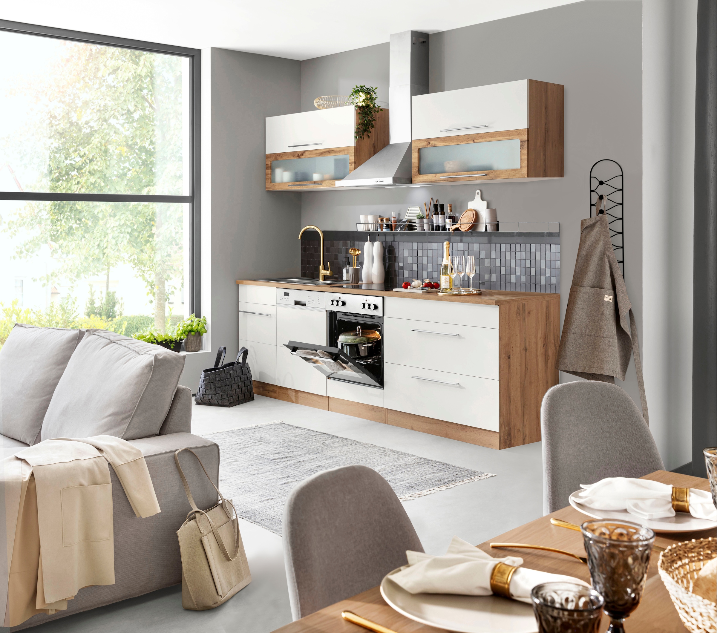 KOCHSTATION Küchenzeile »KS-Wien« Breite 270 cm, wahlweise mit E-Geräten