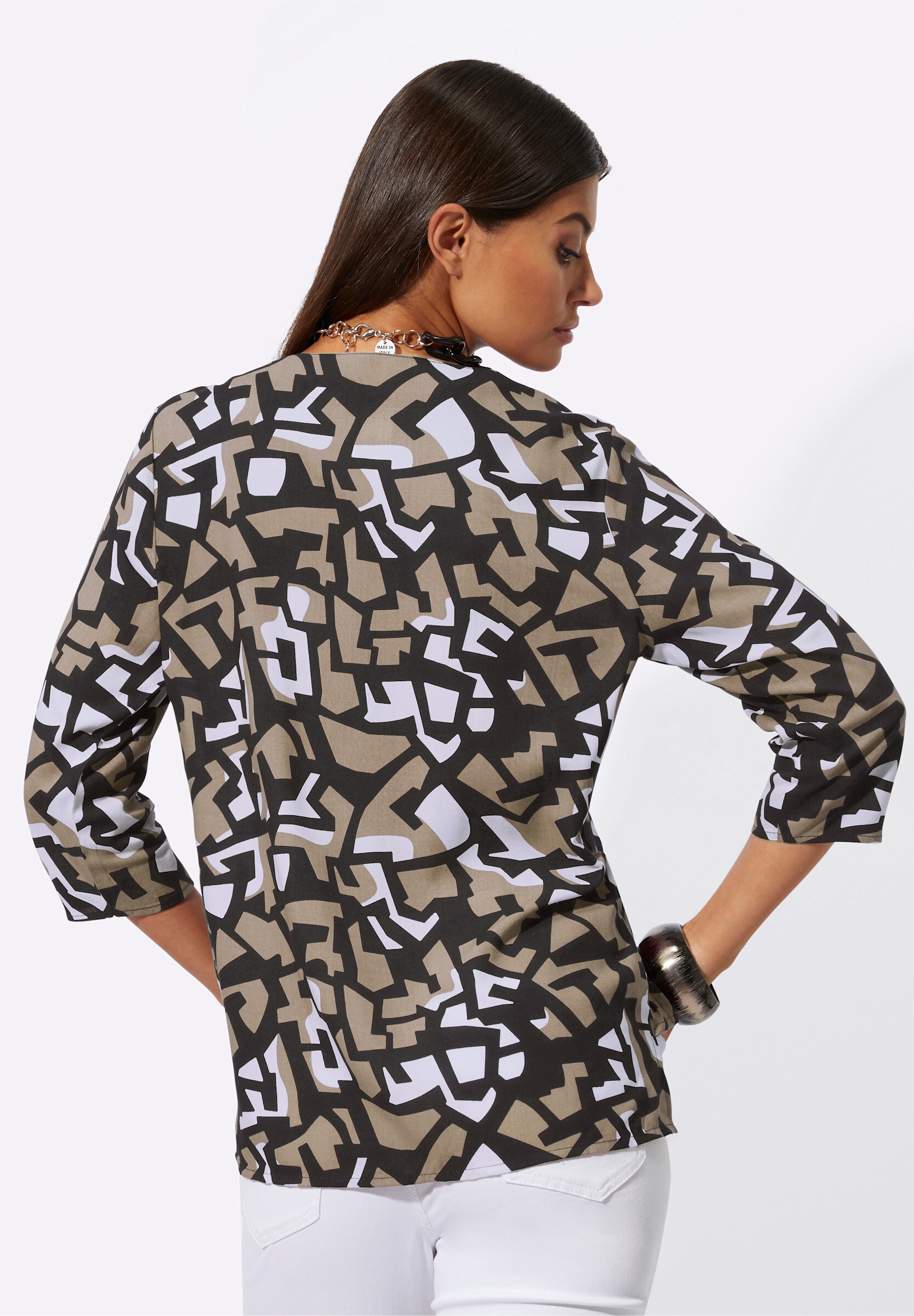 creation L Klassische Bluse »Bluse Druckbluse mit Falten am Ausschnitt«