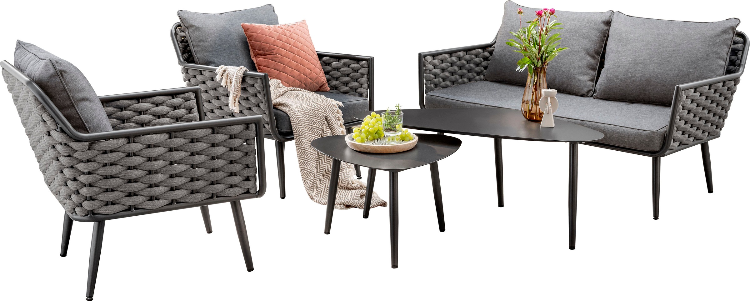 Destiny Garten-Essgruppe »Ravenna«, (12 tlg.), Lounge-Set, 1 Sofa, 2 Sessel, 2 Tische