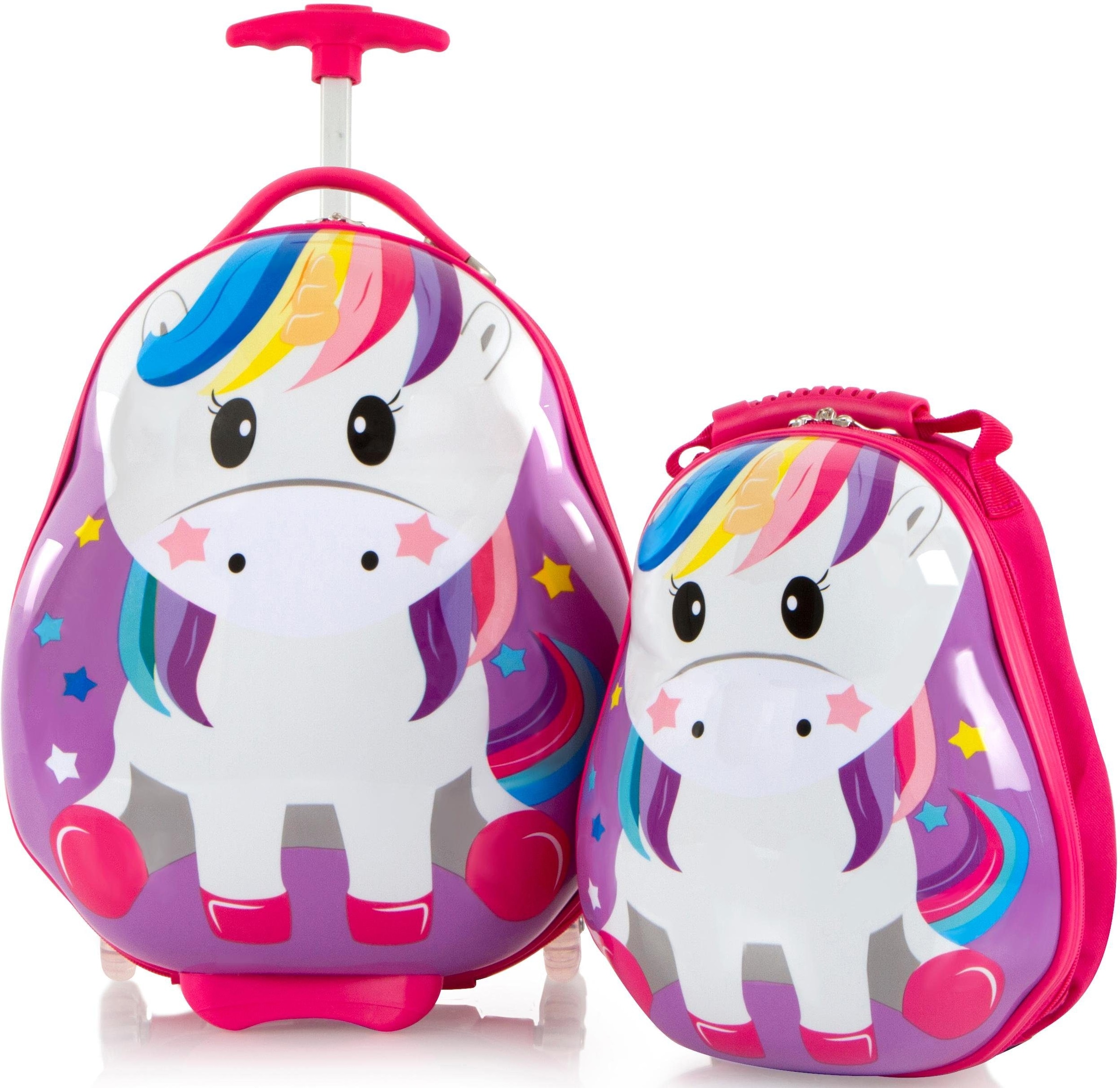 Heys Kinderkoffer »Travel Tots, 46 cm, Einhorn«, (Set, 2 St.), 2 Rollen, Kindertrolley Kinderreisegepäck Handgepäck-Koffer inkl. Kinderrucksack