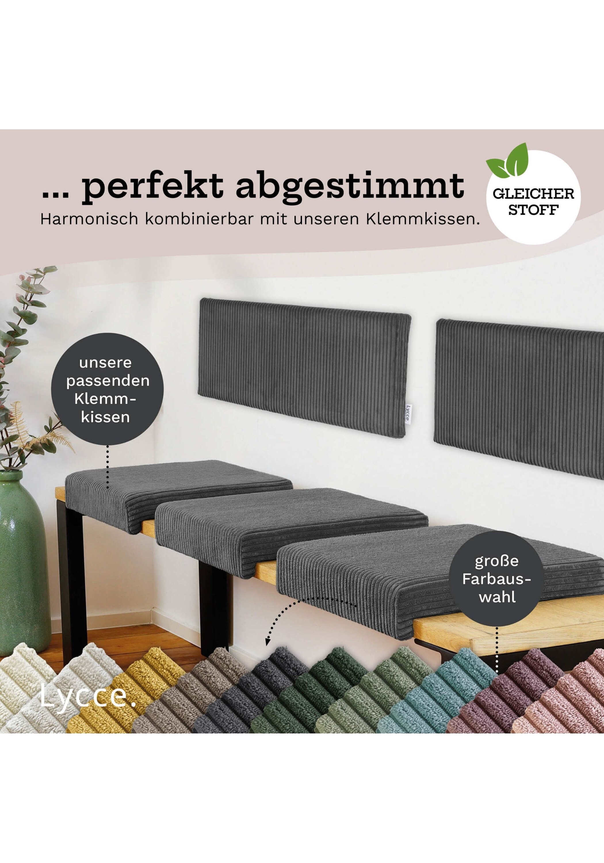 Lycce Rückenkissen »Wandkissen Wandkissen Cord 1er Pack«