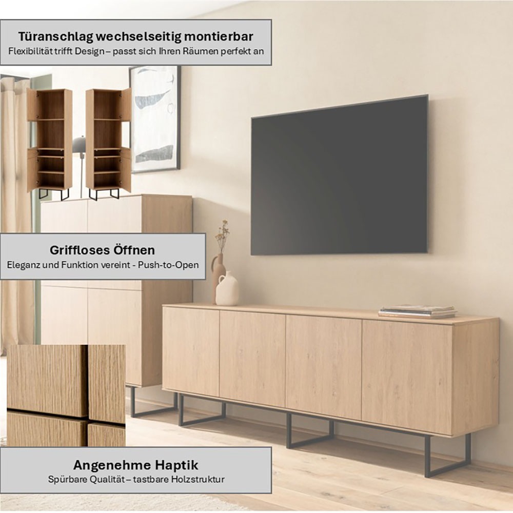 Home affaire Wohnwand »Lund, moderne Anbauwand, Wohnzimmer-Set in Stone Oak« 2 Stk. tlg.