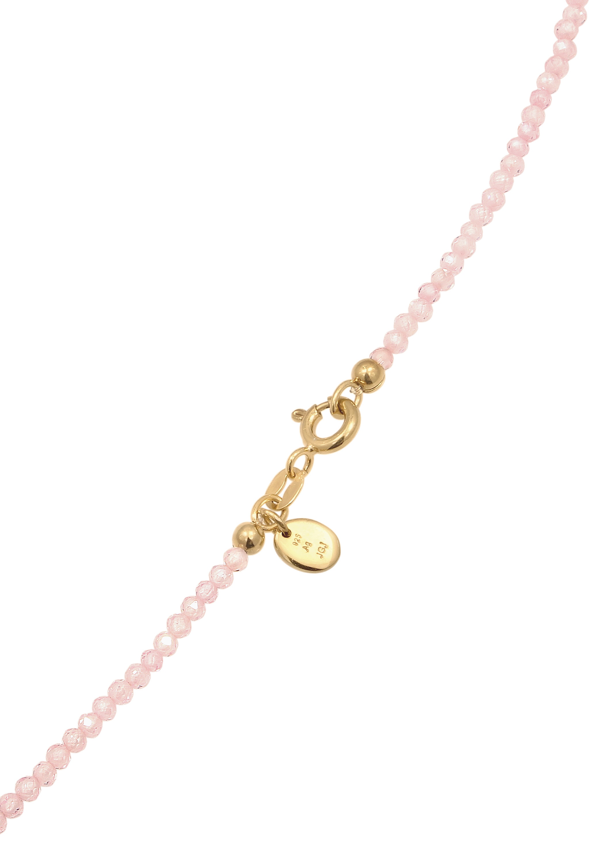 Elli Premium Silberkette »Halskette Perlen Quarz Rosé 925 Sterling Silber vergoldet«