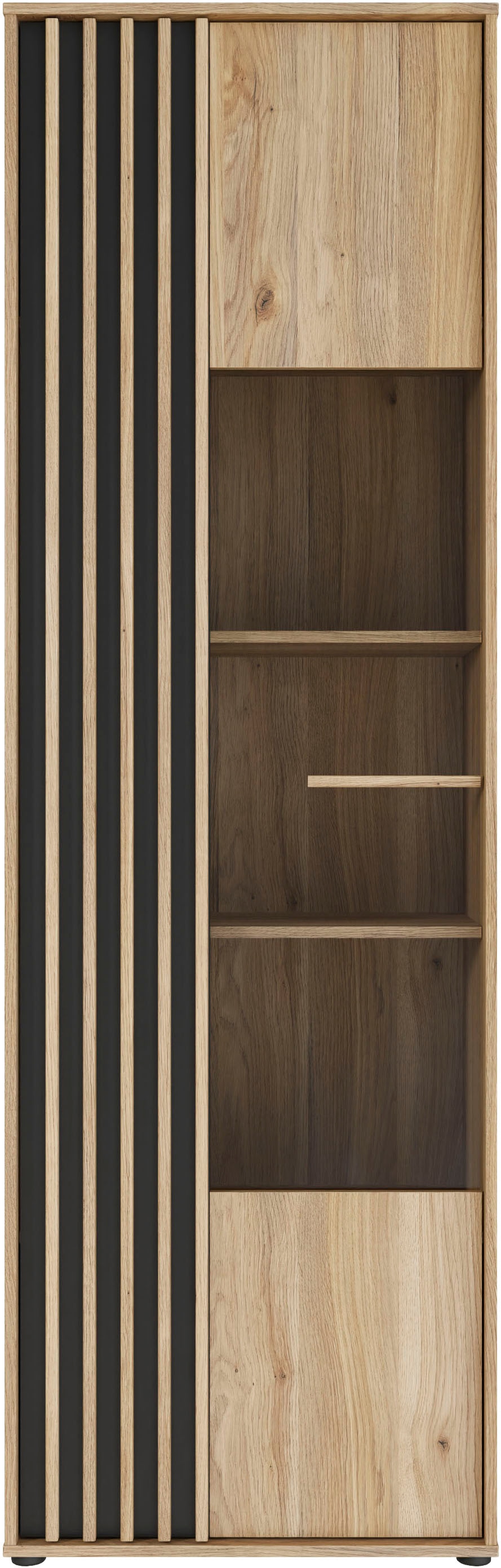 FORTE Vitrine »Forte Arank Vitrine 200 , Glastüre, Beleuchtung optional bestellbar« B/H/T 63,4/200,1/41,7 cm Lamellenoptik