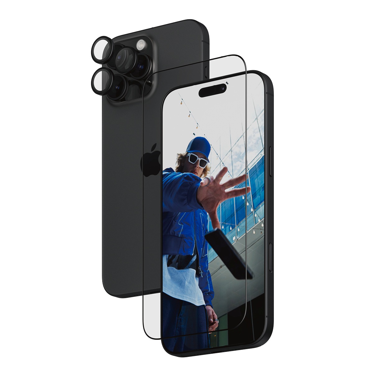 PanzerGlass Displayschutzglas »2-in-1 Protection, Glass, Lens Protector«, für Apple iPhone 16 Pro Max, Displayschutzfolie, Schutzfolie, Bildschirmschutz, kratz- & stoßfest