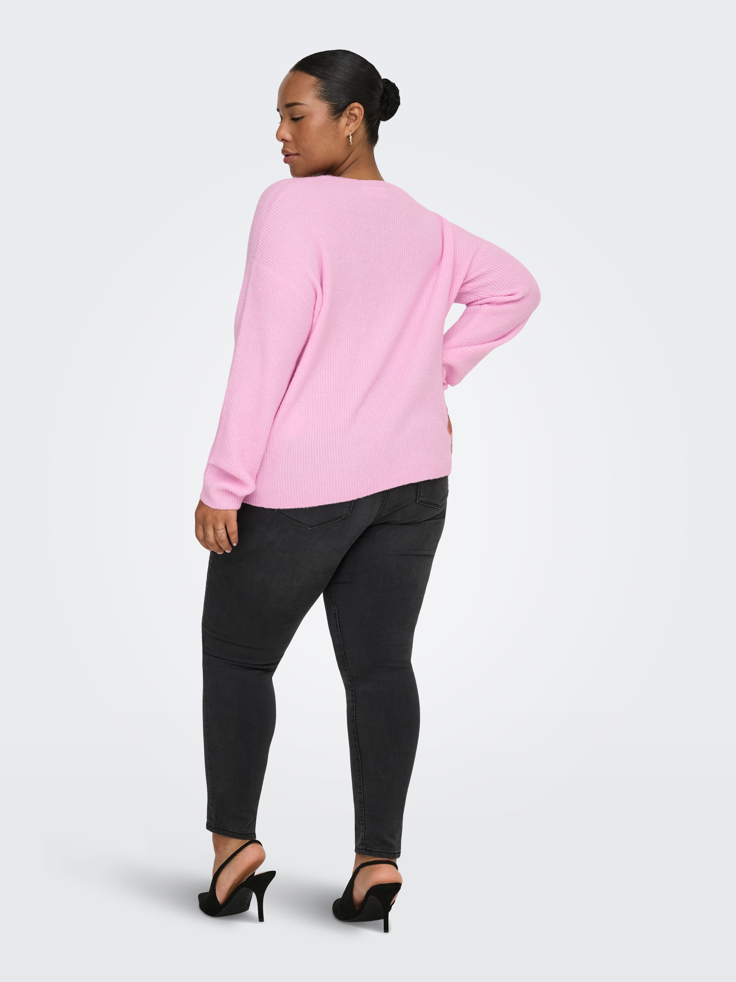 ONLY CARMAKOMA Strickpullover »CARCAMILLA V-NECK L/S PULLOVER KNT NOOS« Materialmix