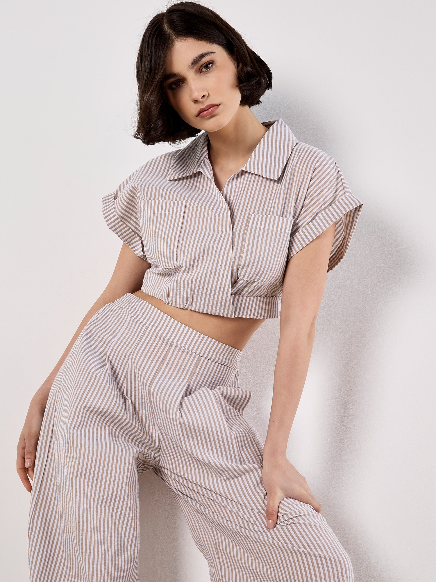 Apricot Blusentop »Crop-Shirt« mit Streifen