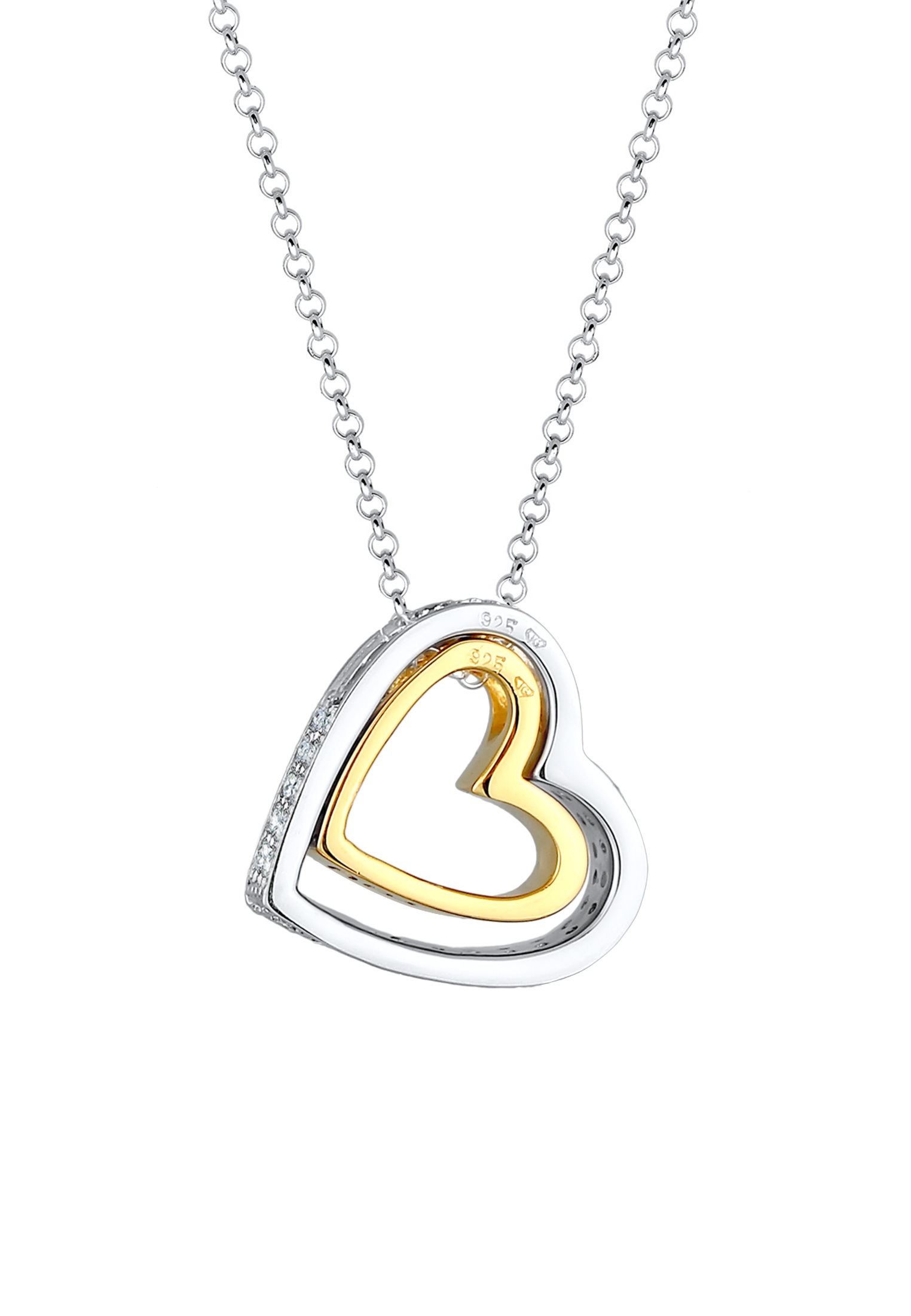 Elli Silberkette »Halskette Herz Weiß 925 Sterling Silber, mit Kristallen von Swarovski® Bicolor, mit Kristallen von Swarovski®«
