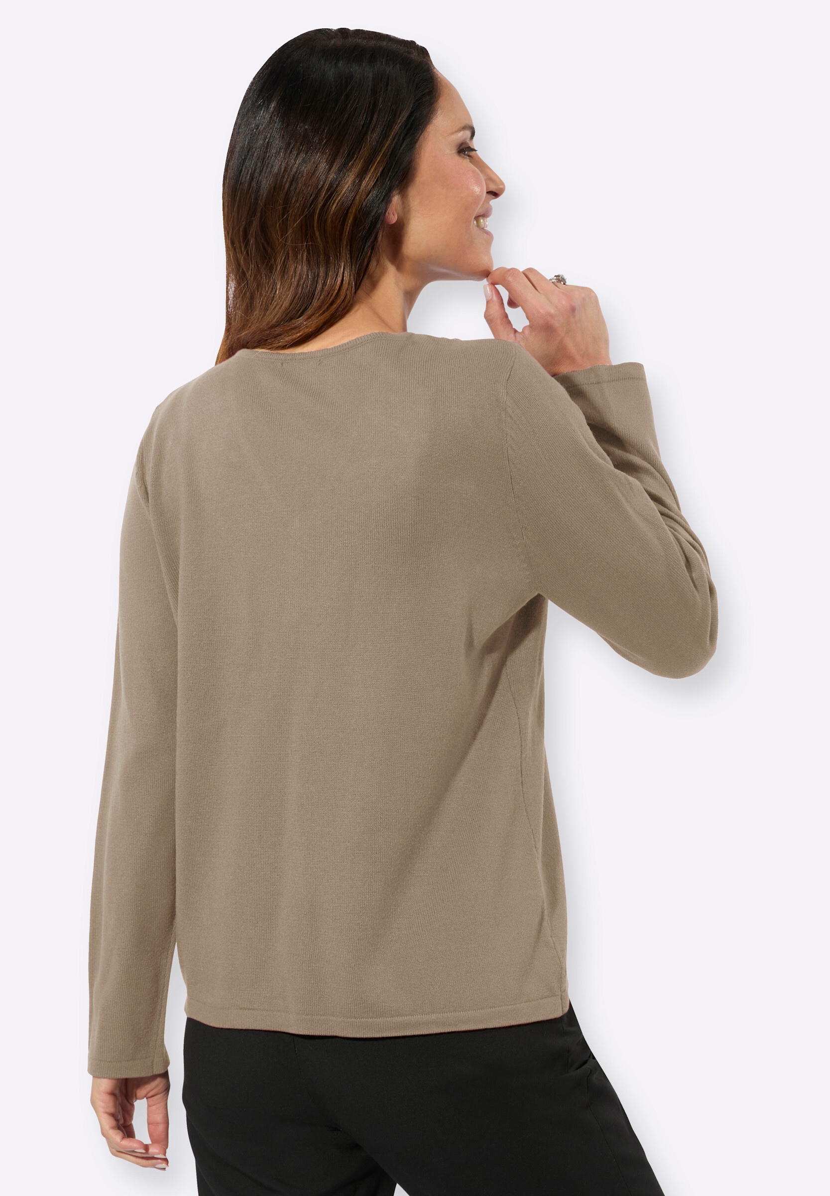 Witt Longpullover »Pullover Feinstrickpullover mit Spitzenbesatz«
