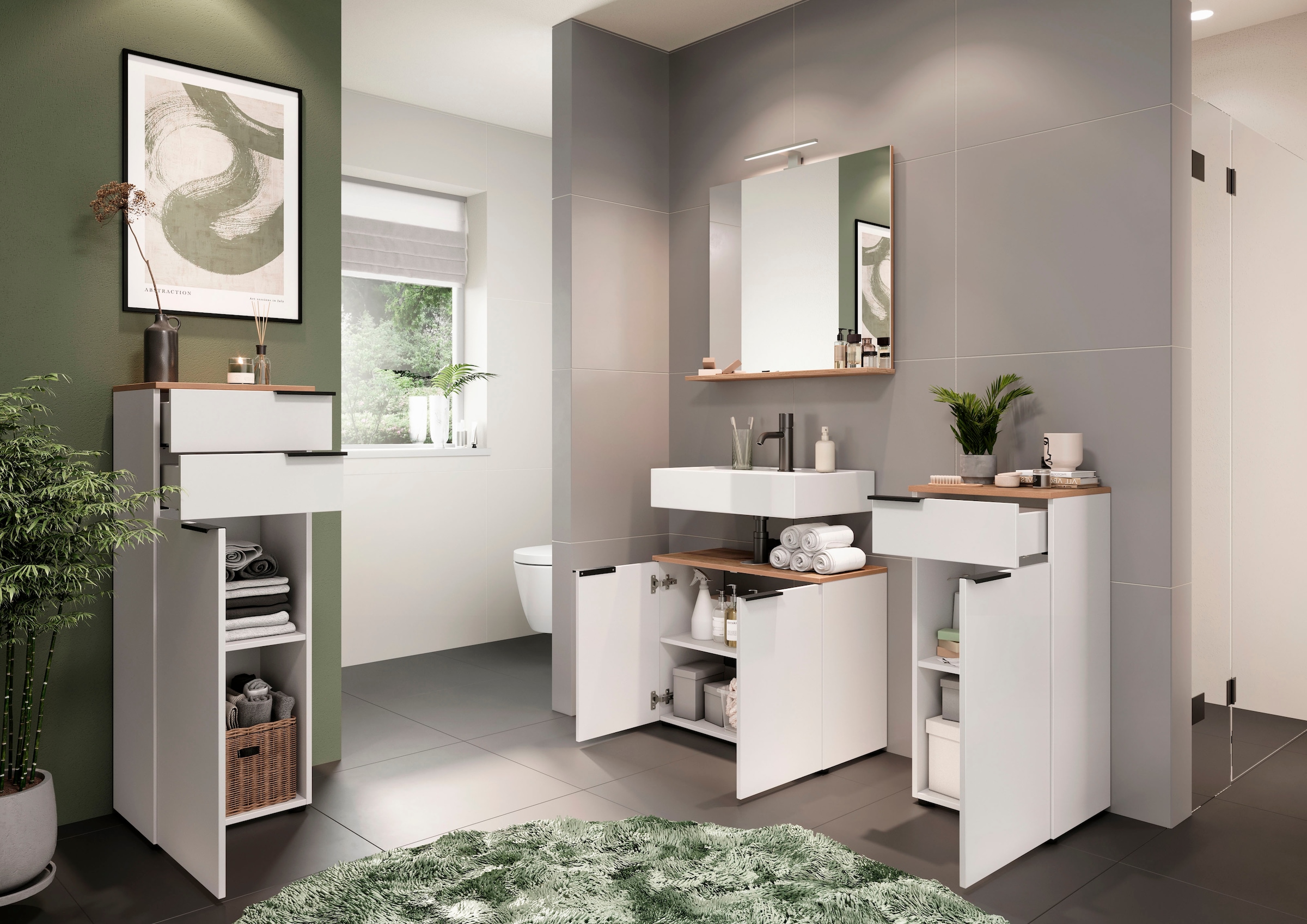 andas Midischrank »Majtum Schubladen und Tür mit Soft-Close-Funktion«, Höhe 112 cm, widerstandsfähige Oberfläche, Made in Germany