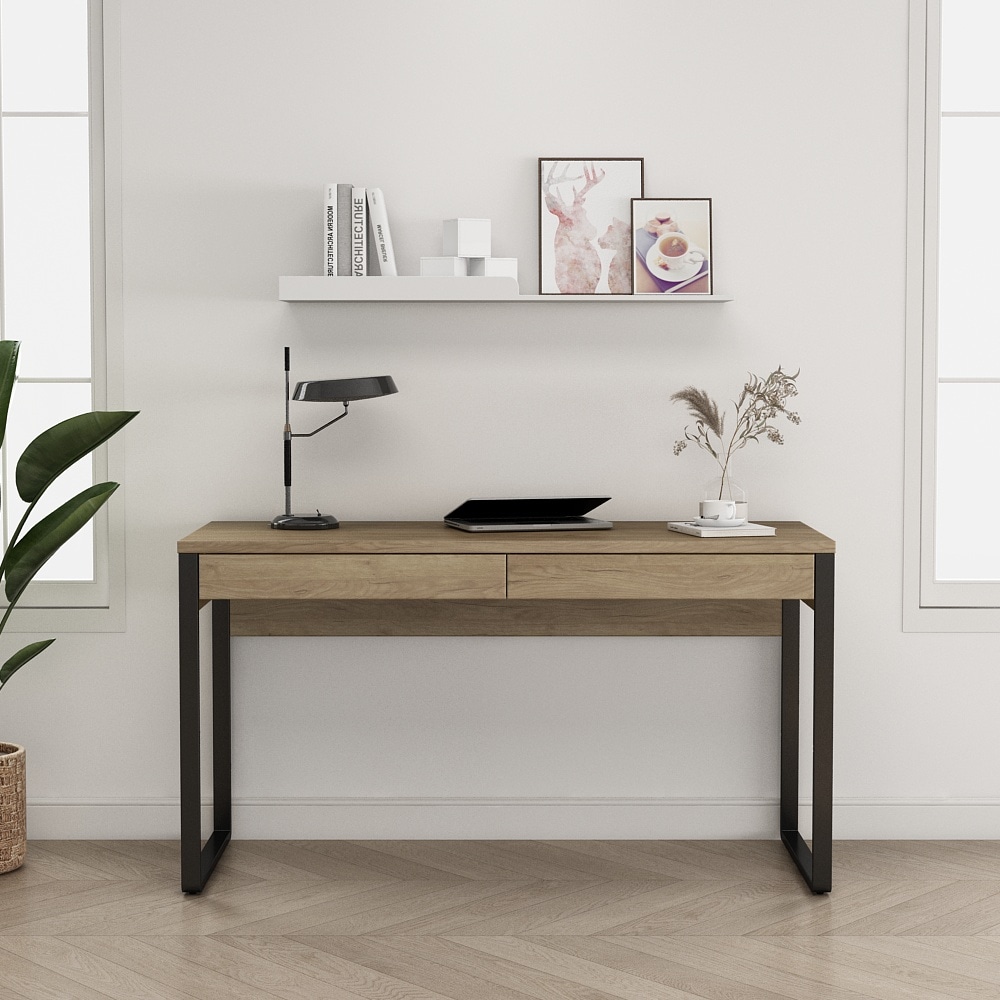 OTTO home Schreibtisch »Moid, Computertisch im modernen Design,« Breite 120/140/160 cm, mit Metallbeinen & Schublade